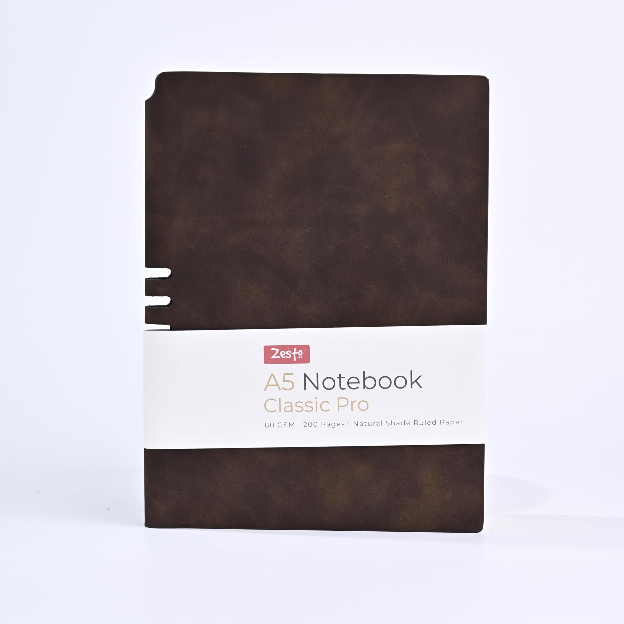 Zesto A5 Notebook Classic Pro | 14.8 x 21 CM | 100 GSM | PU Leather Cover | 200 Natural Shade Ruled Pages | 1034 - D.Brown-image-19