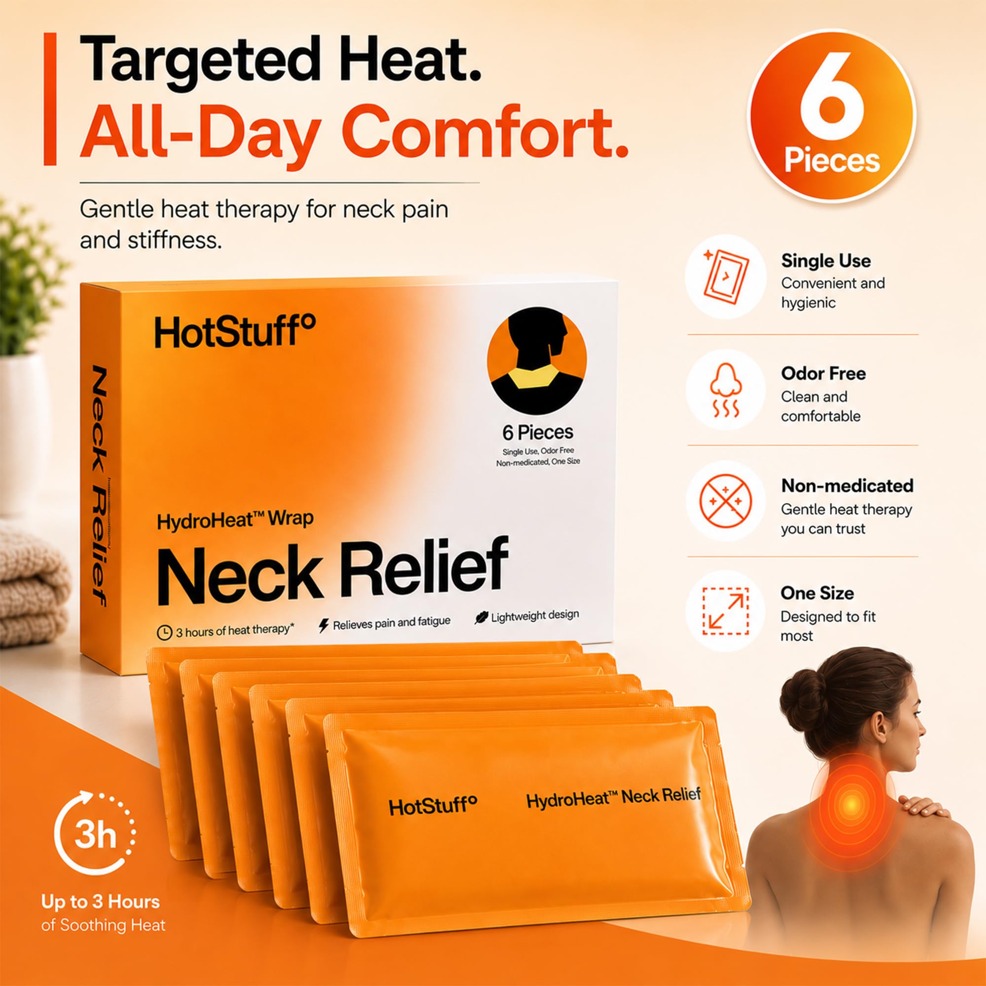 AROGYA Neck Heating Wrap Patch for Pain Relief, Disposable Air-Activated Heat Patch, 40-45°C Gentle Warmth, Up to 3 Hours, Single Use for Travel, Camping & Outdoor Activities — Amazon image 5