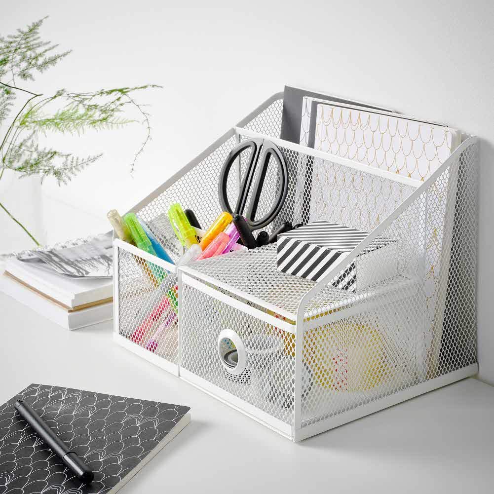 Ikea Schreibtisch-Organizer, 25 x 20 cm, Weiß, Modern Minimalistisch Bürobedarf & Schreibwaren
