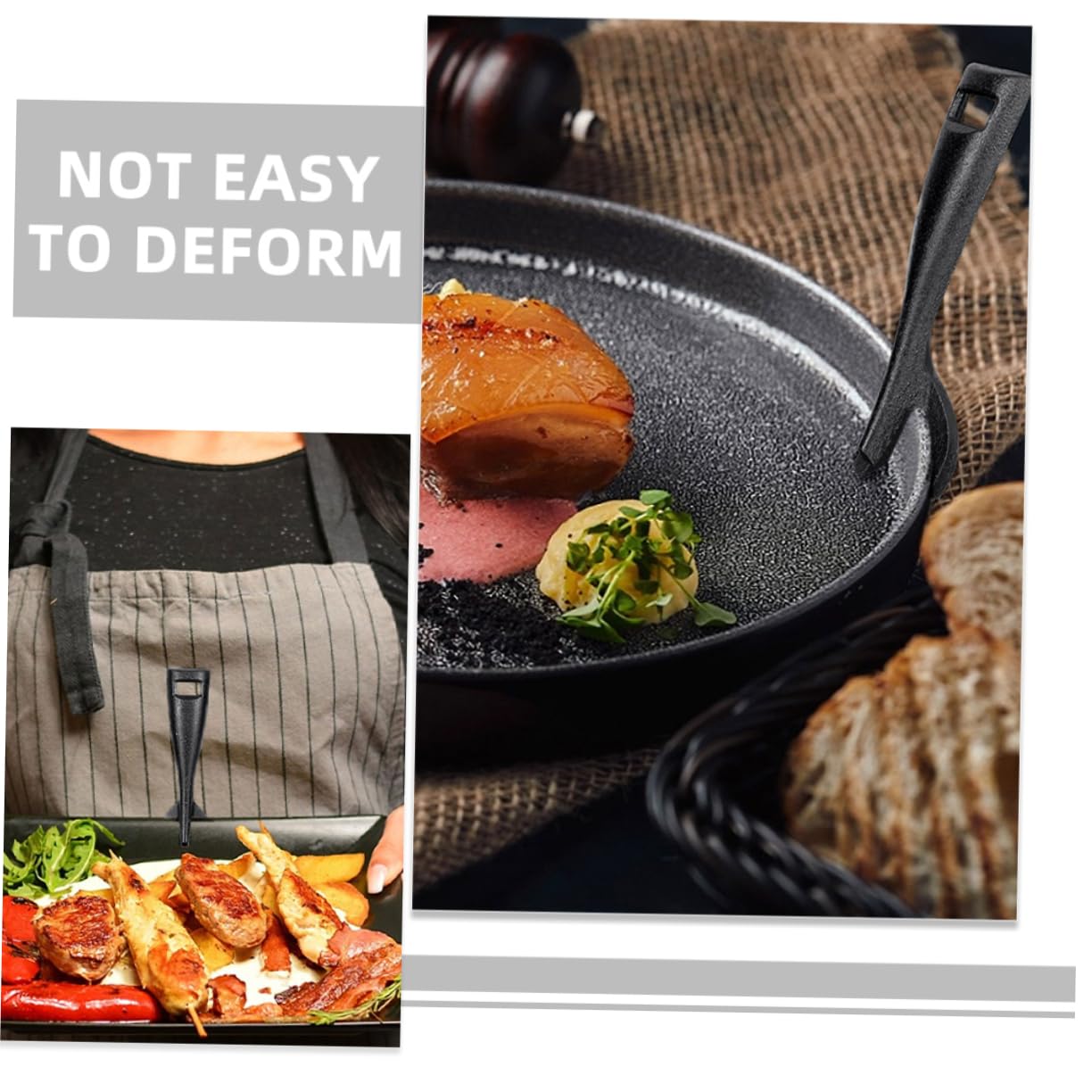 ABOOFAN 2pcs Cast Iron Steak Plate Fork Clips Heavy-Duty BBQ Tongs - Design for Grilling and Teppanyaki Cooking Lightweight and Easy to Clean