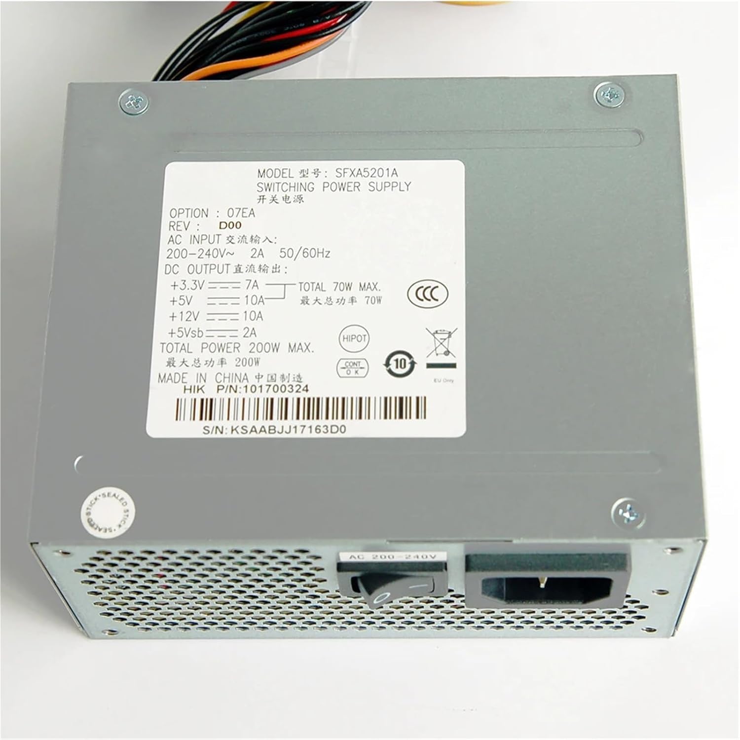 200W for SFXA5201A 200/240V 2A 50/60Hz Server Power Supply