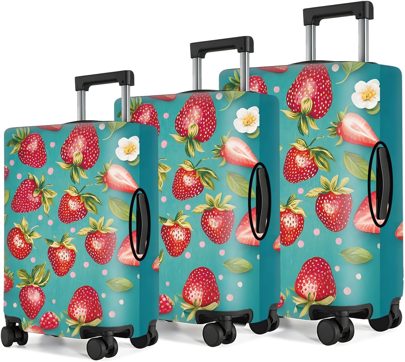 Strawberry Luggage Cover – Protective Travel Sleeve with Cute Fruit Pattern – Stretchy & Durable Suitcase Protector for 29"–32" Luggage – Colorful Design with Leaf & Flower Accents