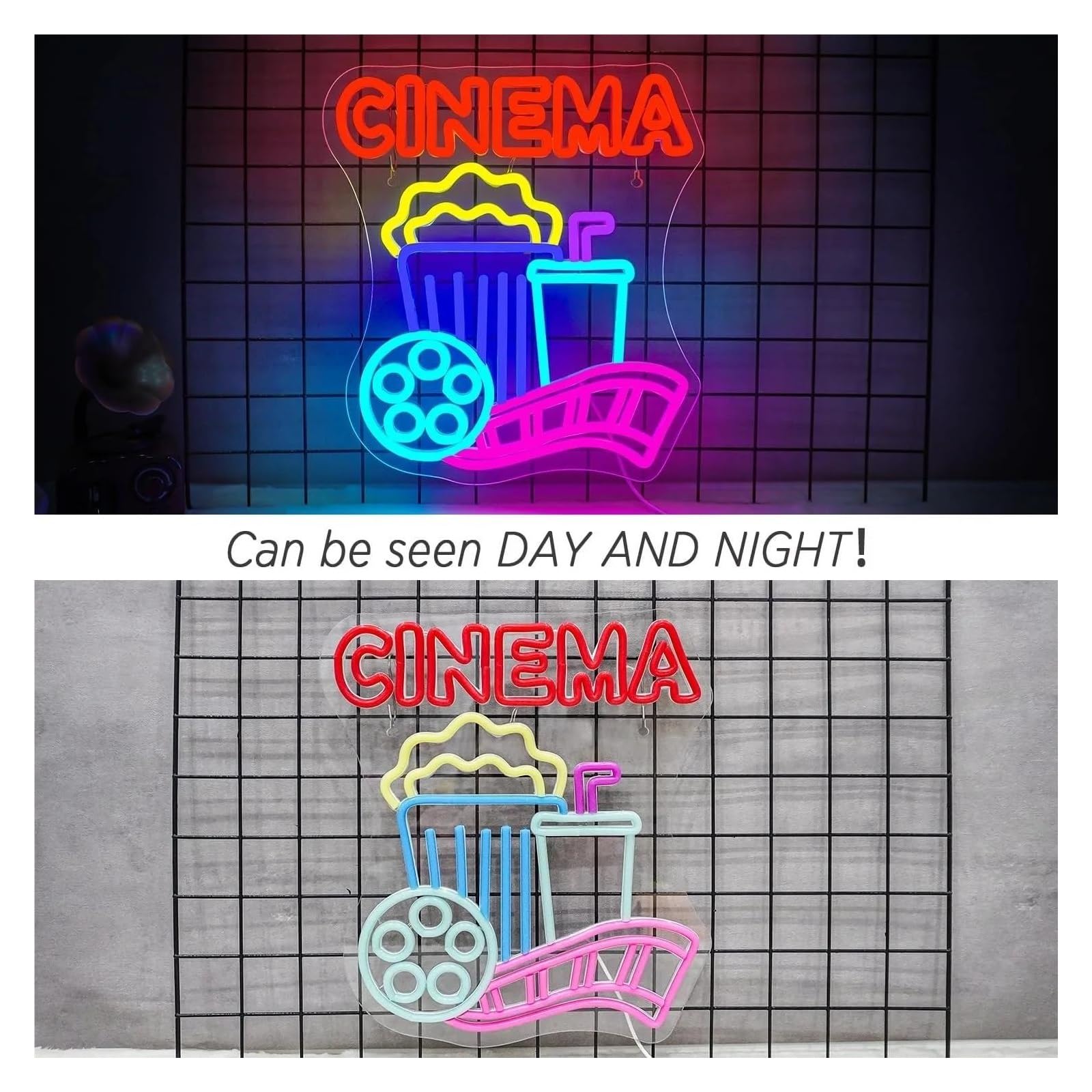 Insegna al Neon LED Insegna Al Neon Cinema Popcorn LED Atmosfera Luminosa Per Cinema Sala Proiezioni Cinema Festa Di Compleanno Teatro Decorazione Da Parete 32.5cmx36.5cm