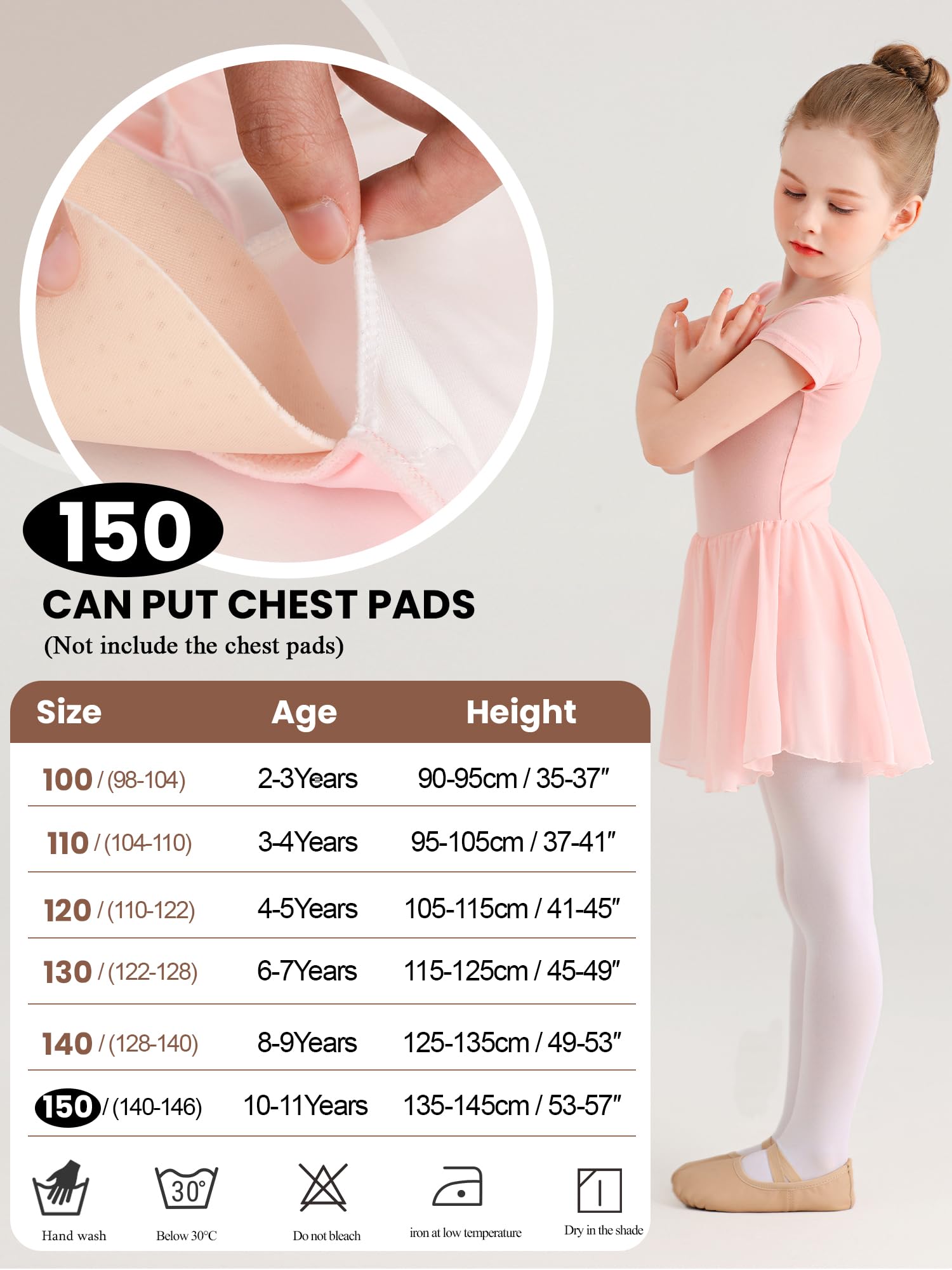 Vestido de Ballet para niña Manga Corta algodón Clásico Ballet Traje de Gimnasia Leotardo con Falda 2-11 AñOs