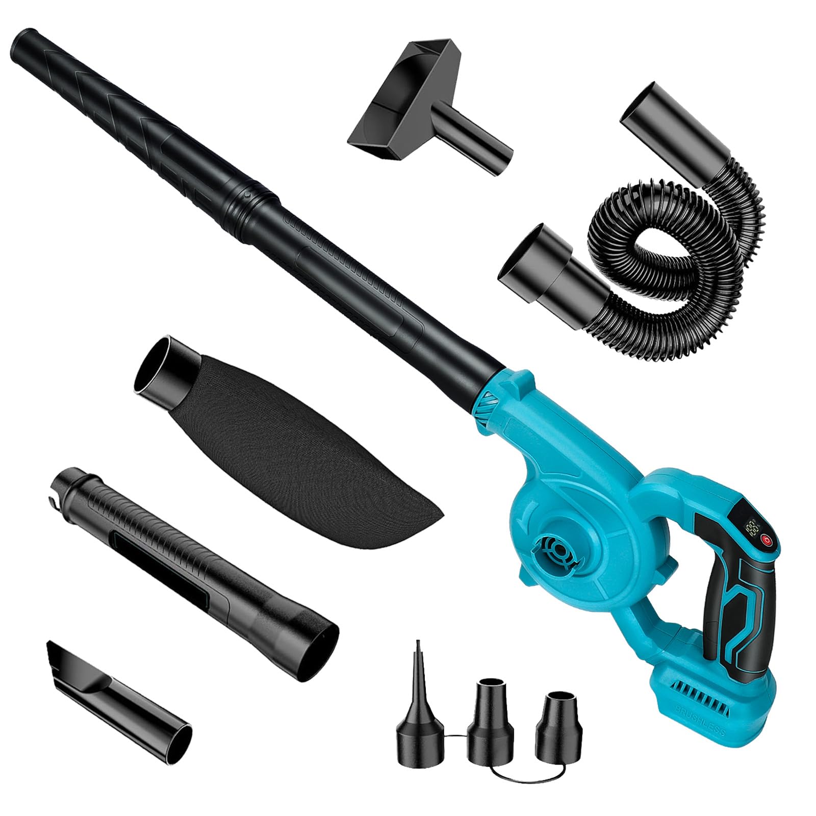 Leaf Blower Cordless Compatible with MaKita 18V Battery, 2-in-1 Cordless Leaf Blower & Vacuum, 3 Adjustable Speed 220MPH Handheld Blower for Garden Lawn Care, Leaf Snow Dust Hair Clearing (No Battery)