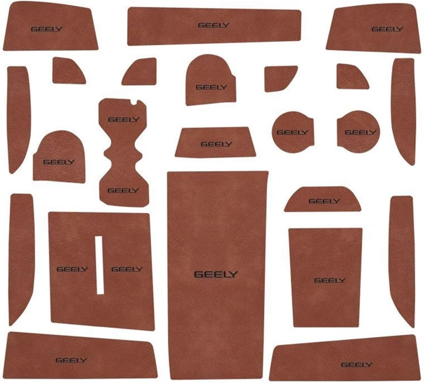 Car Non-Slip Mat Door Groove Pad Gate Slot Cup Cushion Styling Auto Accessories Compatible with Geely Cityray 2024 2025 Leather Interior(Brown)