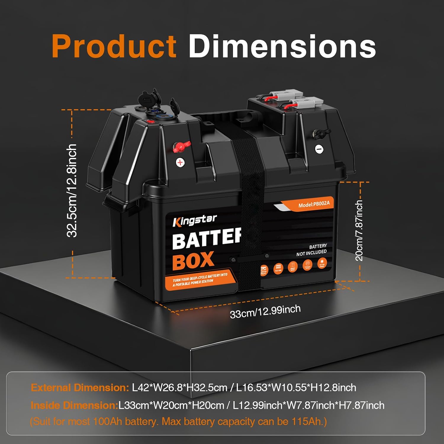 12V Smart Battery Box Power Center with Voltmeter