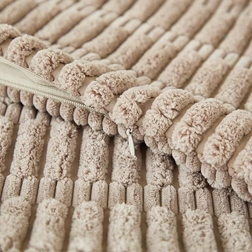 Miniatura 63 de Sunday Praise Paquete de 2 fundas de almohada decorativas de pana de 18 x 18 pulgadas, fundas de almohada cuadradas de rayas bohemias suaves