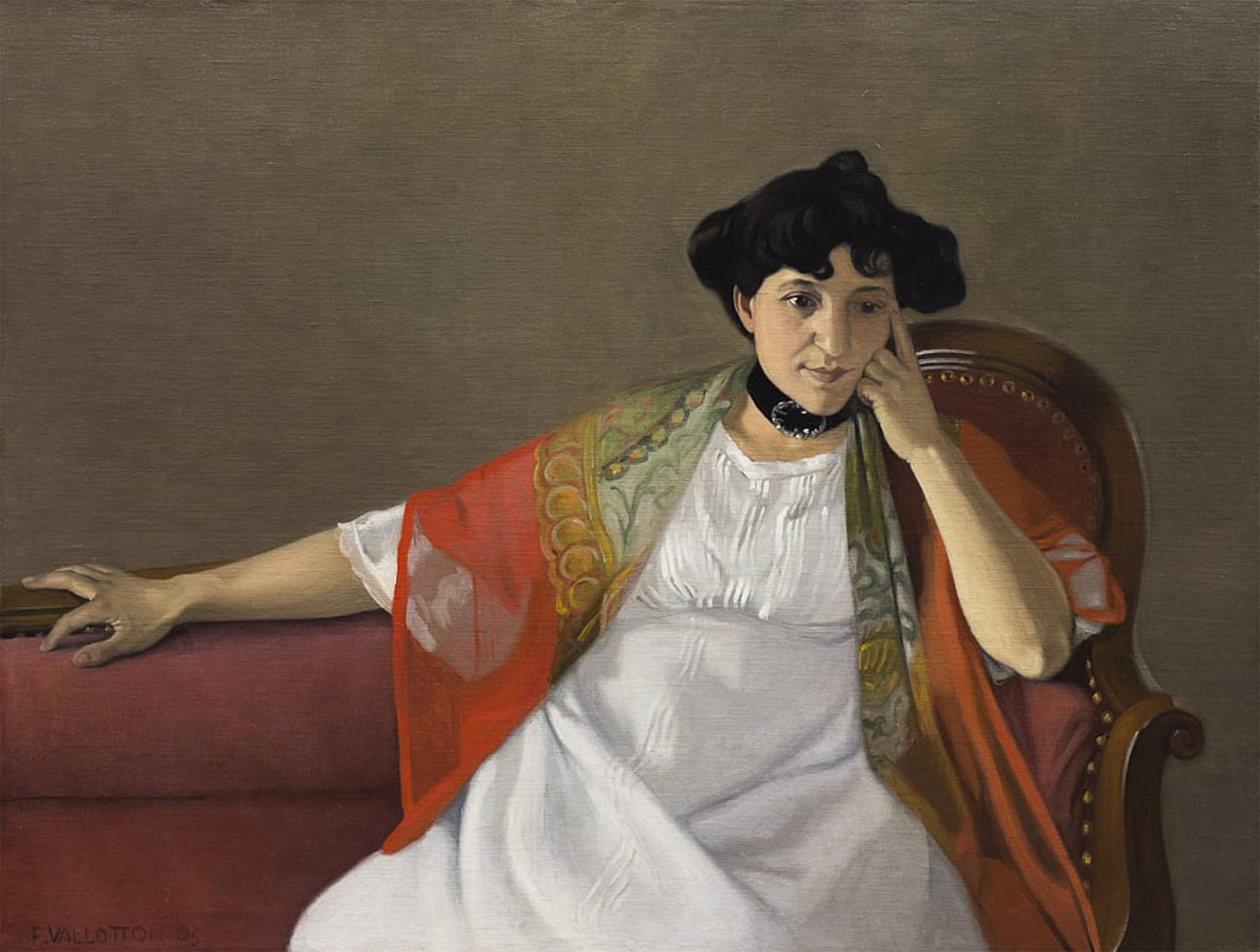 SERENDIPITP Vintage Picture Print on Canvas Wall Art Poster Portrait of the artist's wife Gabrielle Vallotton by Felix Edouard Vallotton Artwork Print Poster for Wall Decor 60x90cm