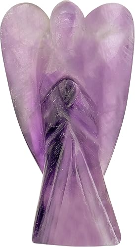 Cristal de amatista, ángel guardián, estatua de ángel, piedra de ángel, decoración de Reiki, piedra de buena suerte, figuras de ángel pequeñas,