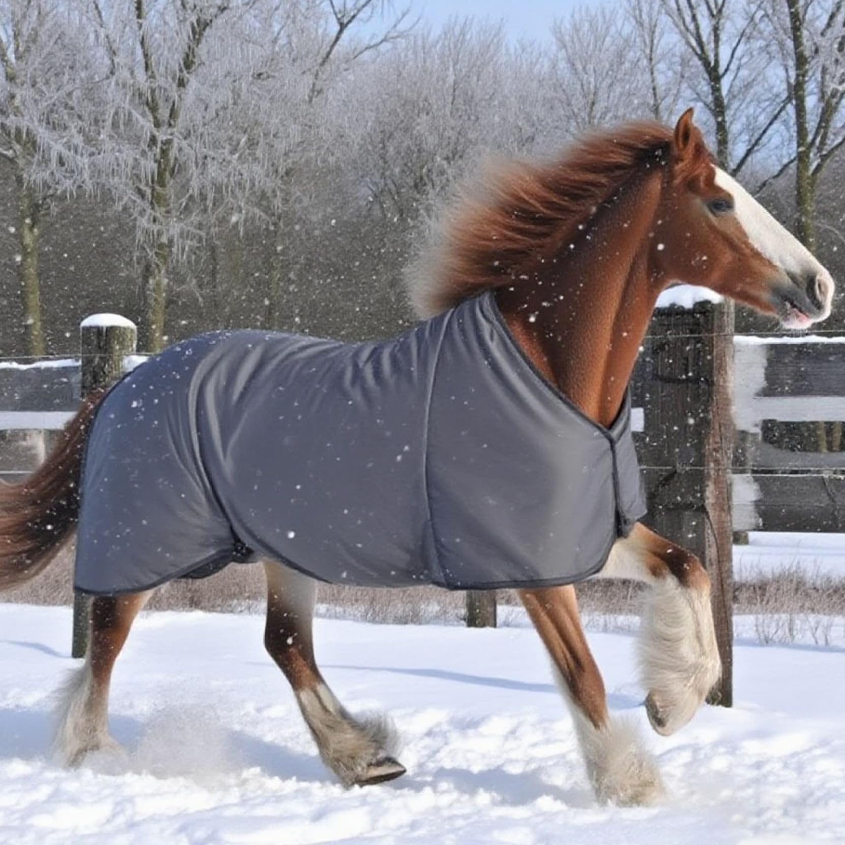Manta de caballo para invierno de 71x71 pulgadas, mantas de caballo de franela ajustables para clima frío, manta cálida y estable para caballos reales