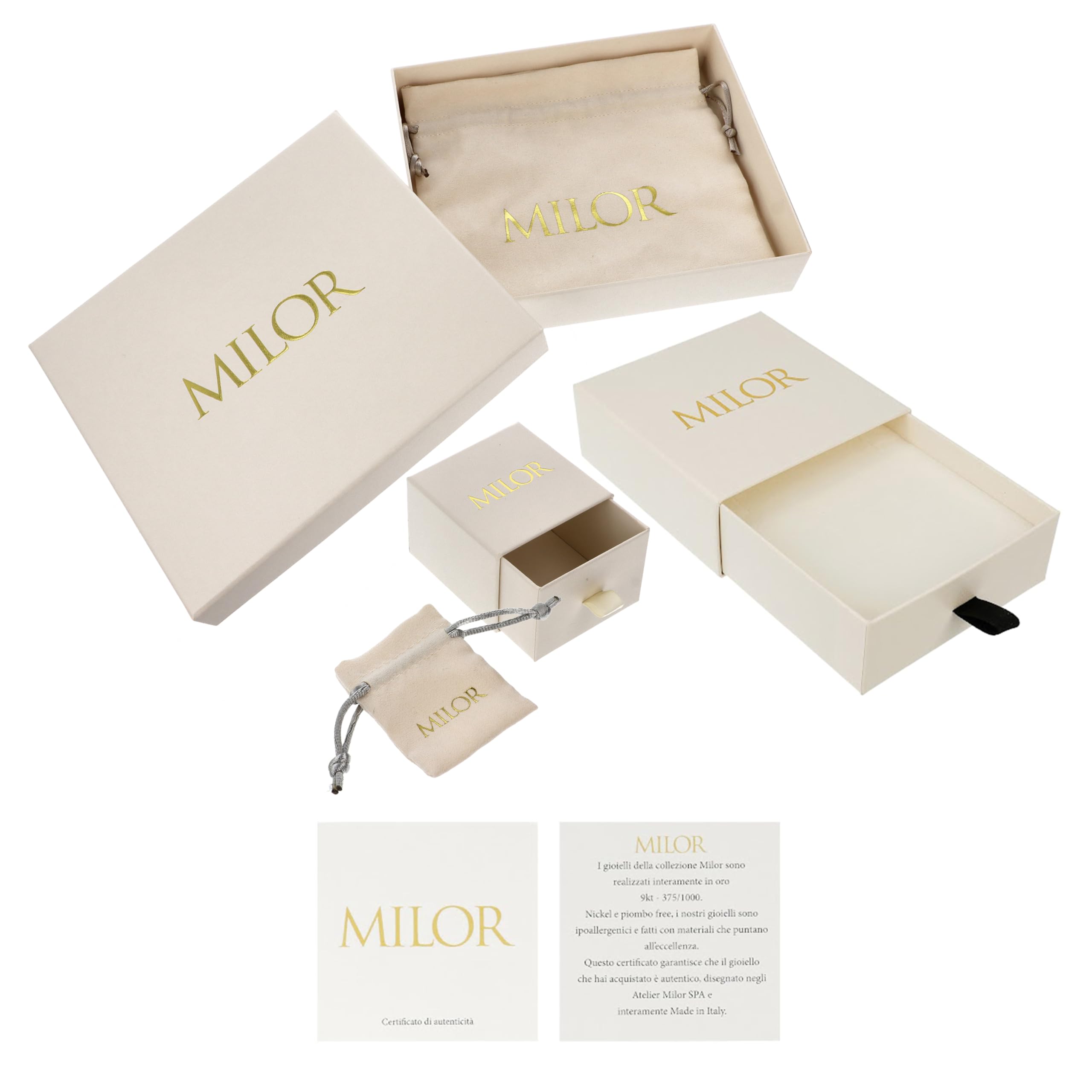 MILOR Orecchini a cerchio donna in oro 9Kt – Orecchini anallergici e Ipoallergenici – Gioielli donna made in Italy – Regalo per nascita, battesimo, comunione, cresima
