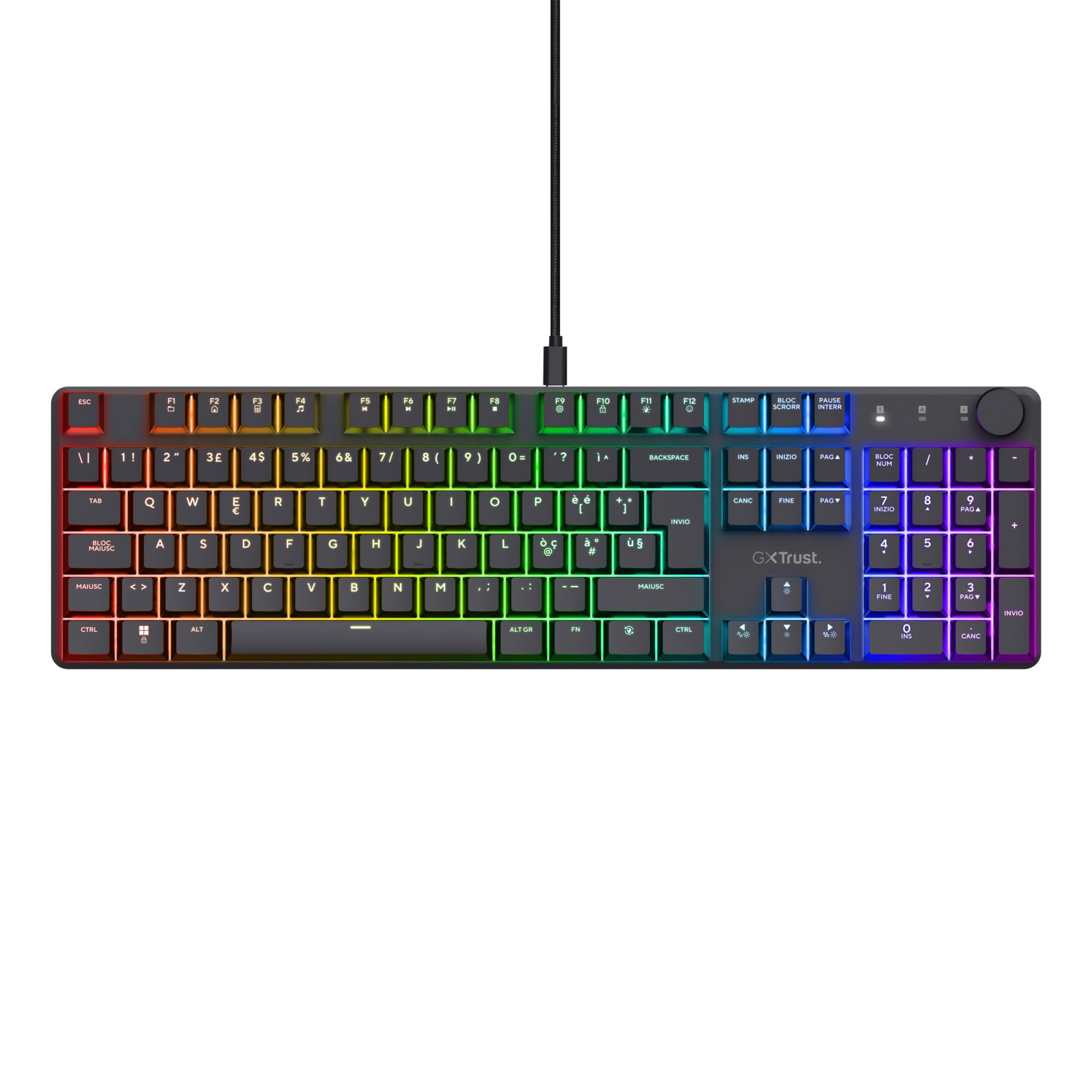 GXTrust 866 Torix Tastiera Meccanica Layout Italiano QWERTY, Interruttori Huano Lineari, Illuminazione RGB, Anti-Ghosting N-Key Rollover USB Tastiera Gaming Programmabile PC Laptop - Nero