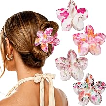 4 PCS Flower Hair Clips for Women Medium Floral Claw Clips