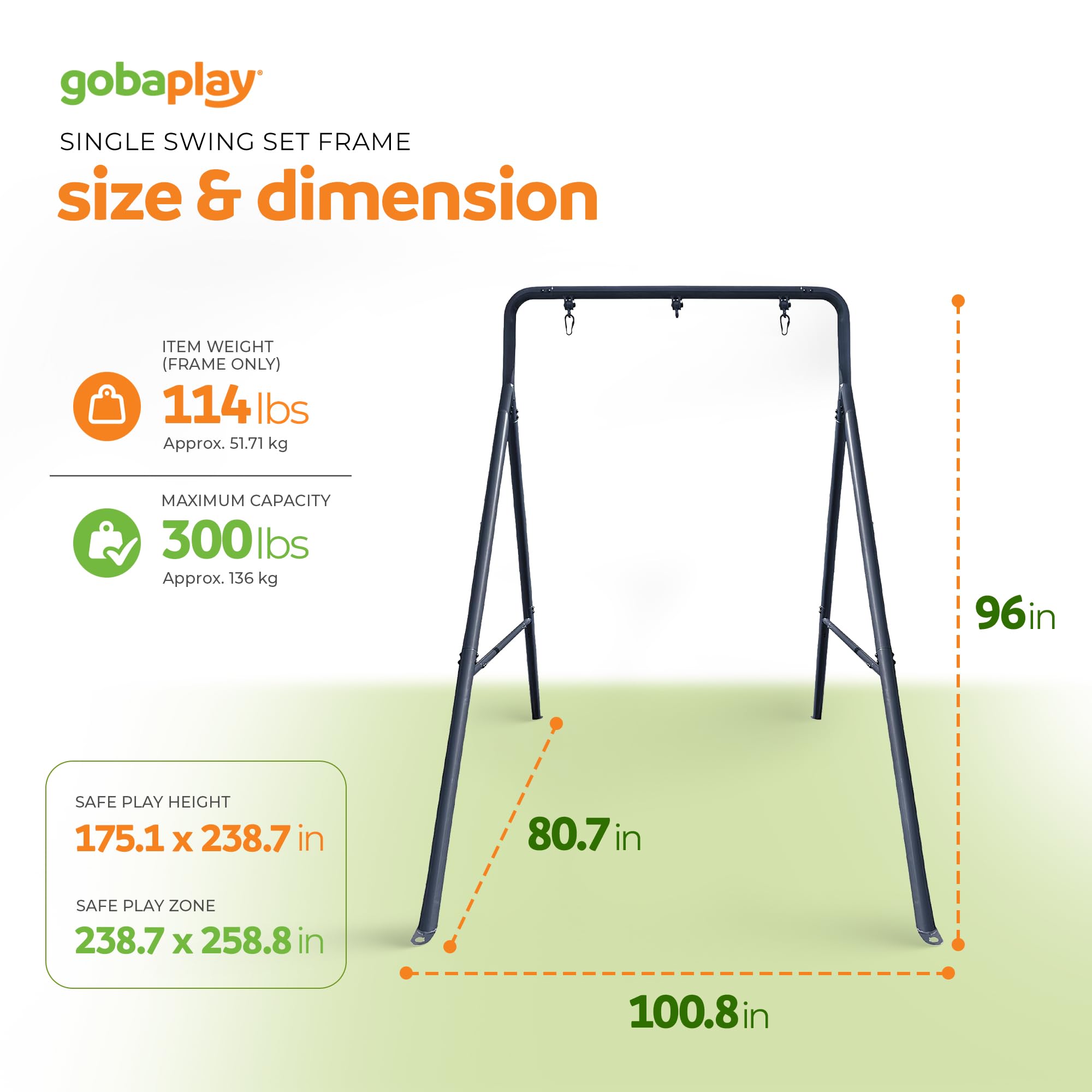Amazon.com: gobaplay Single Swing Set Frame with Rectangle Tree