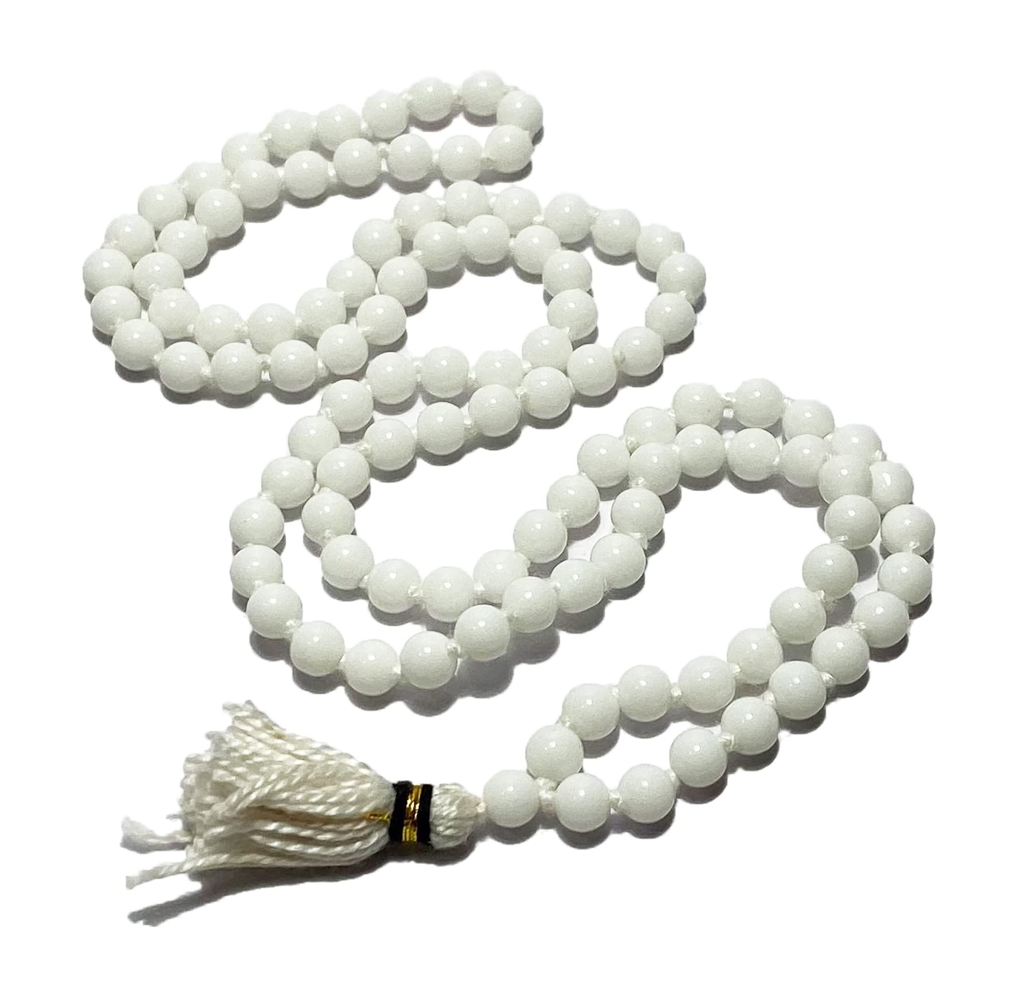 MAHANT JI Natural & Original Precious AAA+ Quality 108 + 1 White Hakik Stone Mala Or Agate Mala/Sulemani Aqeeq Mala For Men And Women With Lab Certificate - Weight 30 Gm to 35 Gm Size 5 MM Beads (B0977BMWPB) Amazon Price History, Amazon Price Tracker