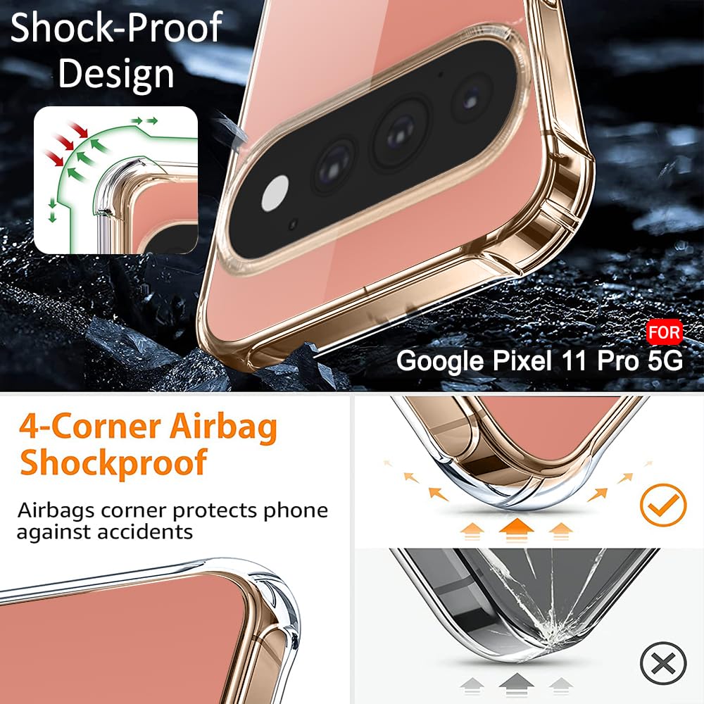 TheGiftKart Crystal Clear Back Cover Case for Pixel 11 Pro | 360 Degree Protection | Shock Proof Design | Transparent Hard Back Cover Case for Pixel 11 Pro (PC & TPU, Transparent Bumper) — Amazon image 4