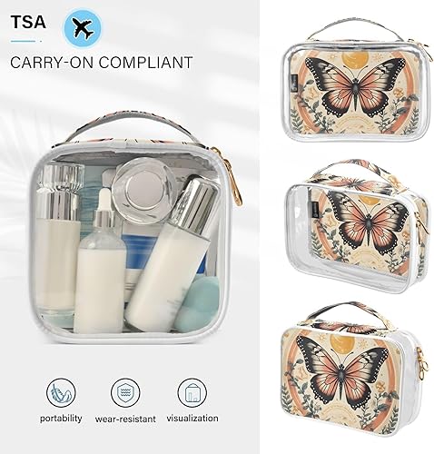 Miniatura 5 de Y2k Butterfly Vintage Clear Toiletry Bag for Traveling,2 Pack Makeup Cosmetic Bag with Zipper,Travel Bag for Toiletries,Travel Essentials 21214765