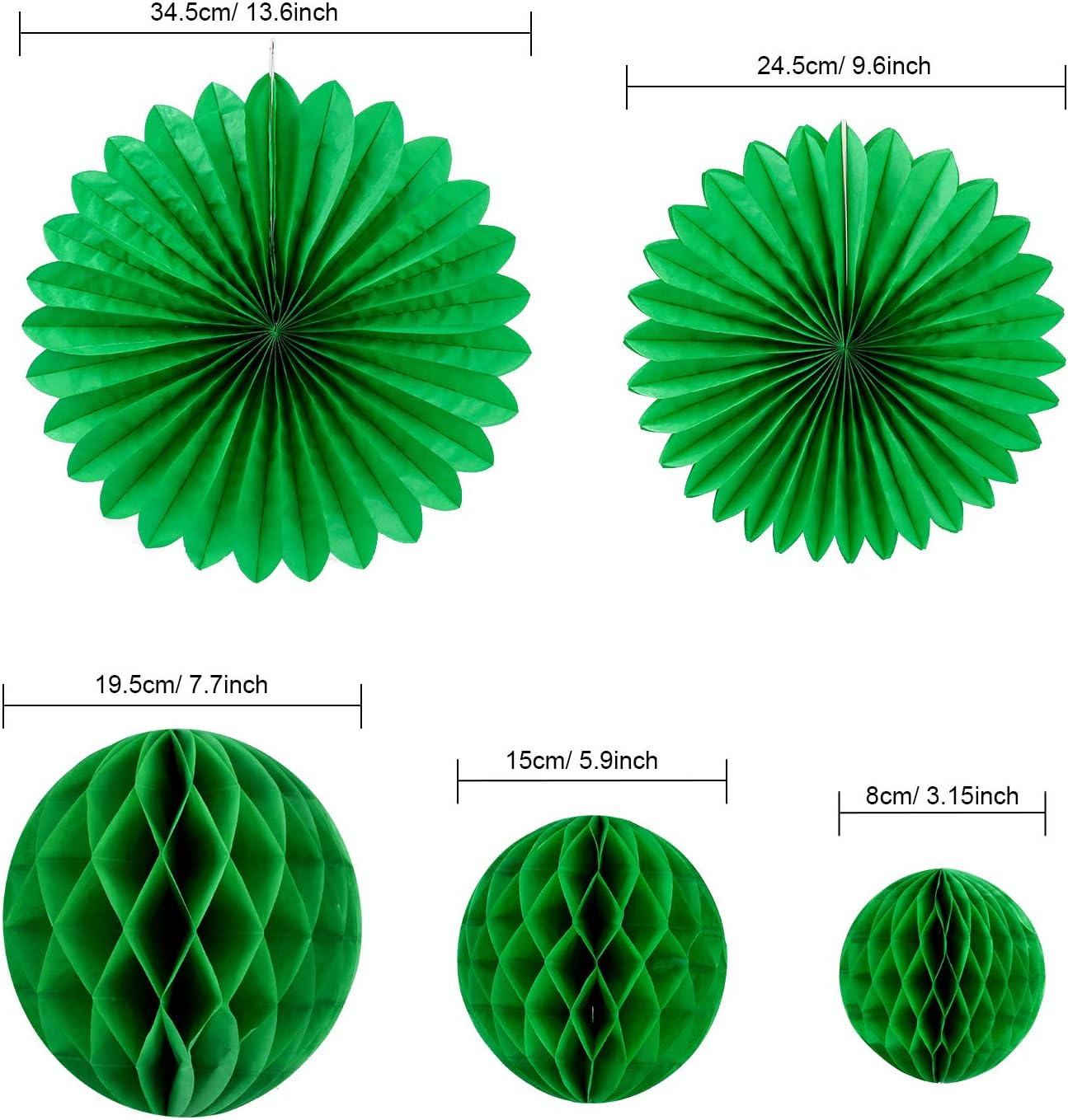 Konsait 30pcs Christmas New Year Hanging Decoration Paper Honeycomb Balls Paper Fans Kit for Xmas Party Decor Supplies Baby Shower Birthday Wedding Home Decoration Red White Green Decor