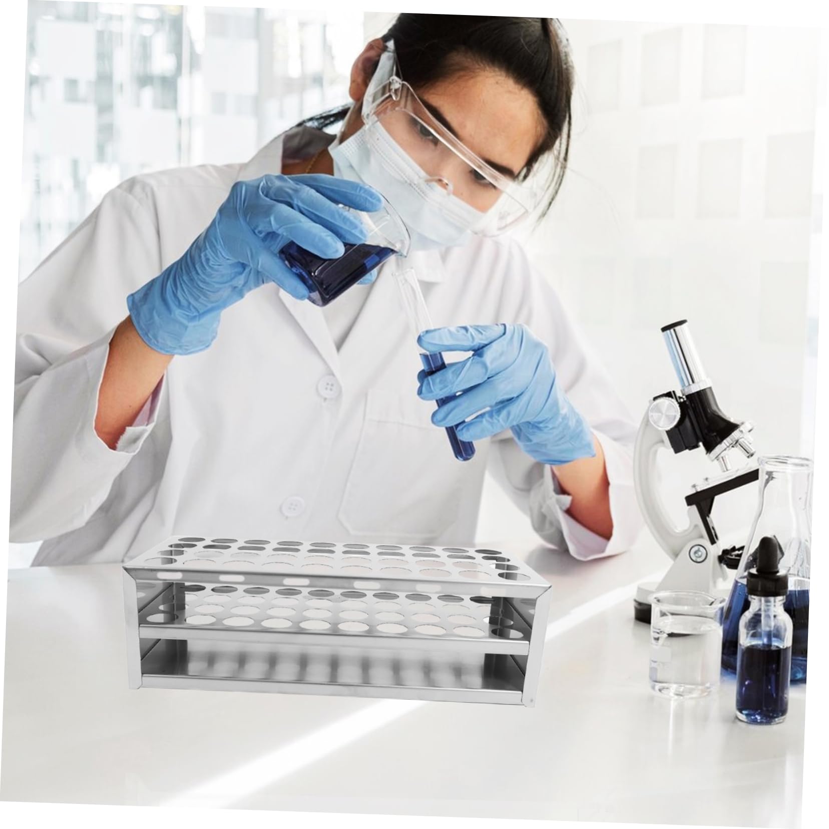 ULTECHNOVO 4piezas Soporte Para Tubos De Ensayo De Ranuras Gradilla De Inoxidable Resistente Para Tubos De Rack Versátil y Fácil De Montar Para Laboratorios y Análisis Experimentales