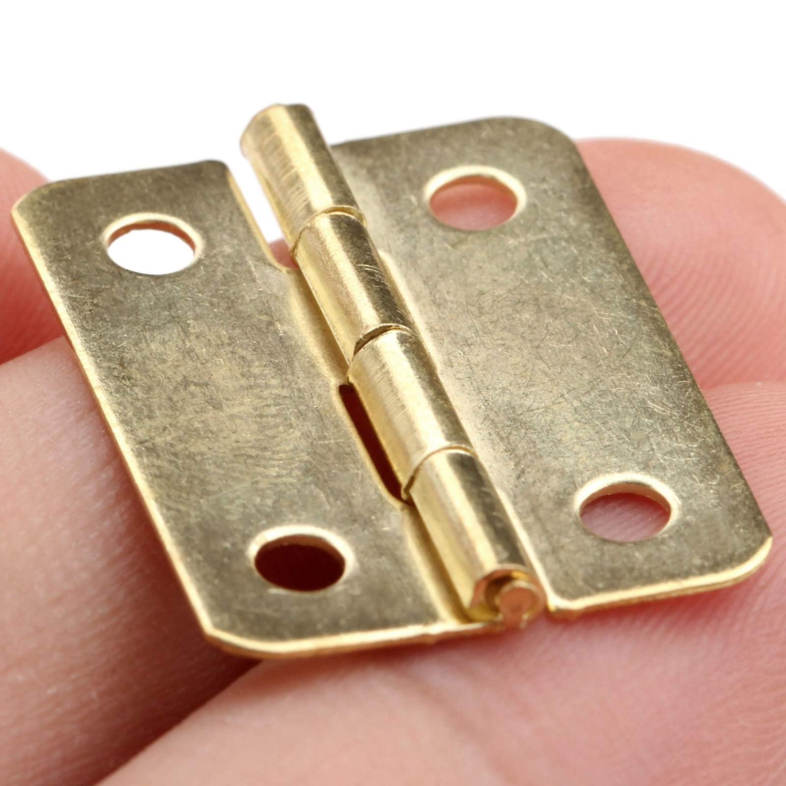 Dophee 20Pcs Vintage Small Hinges Screws for Jewellery Box 0.94"x 0.71" Gold 1