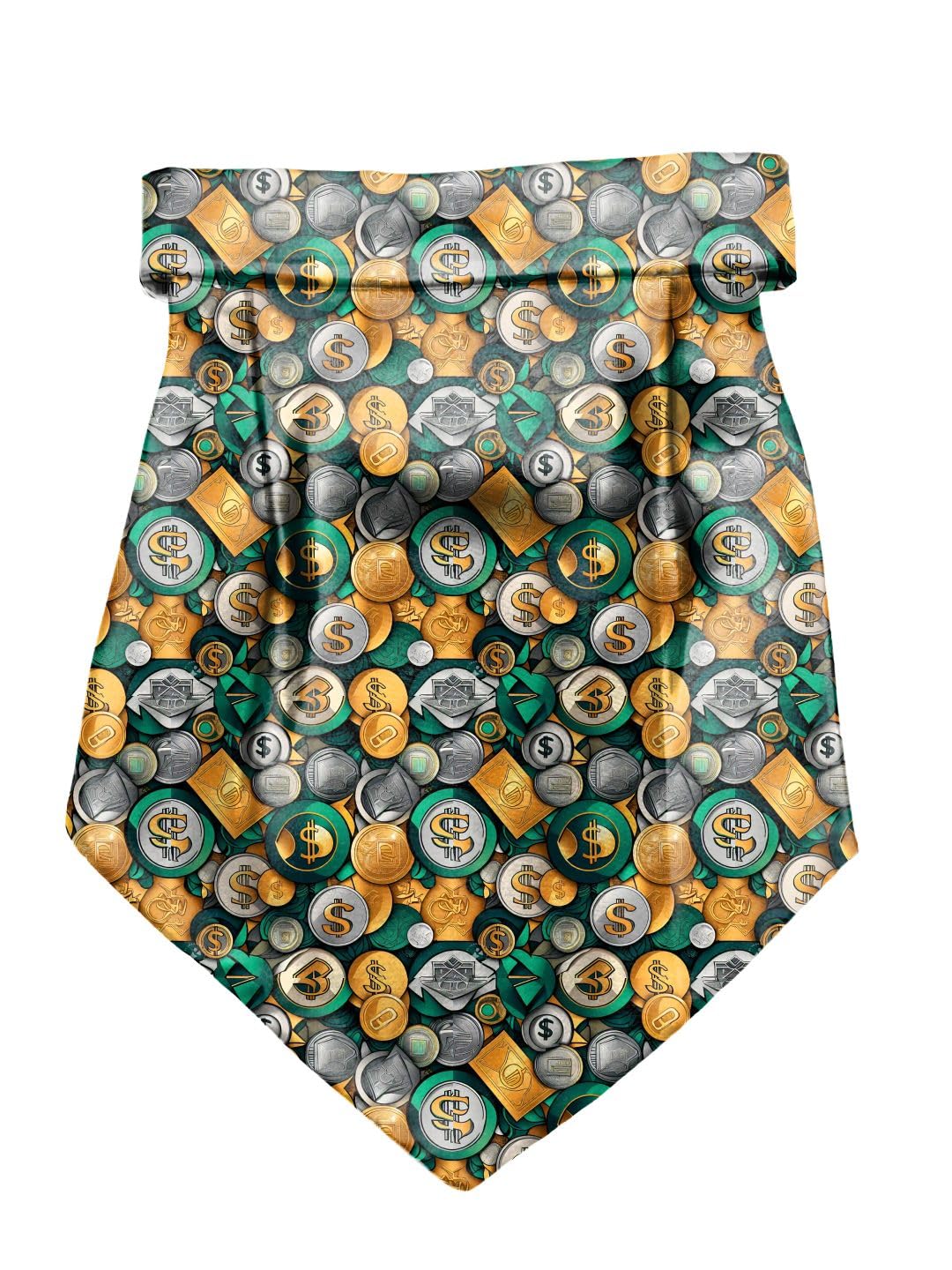 Dollar Coins Printed Cravat and Macthing Pocket Square for Men-image-7