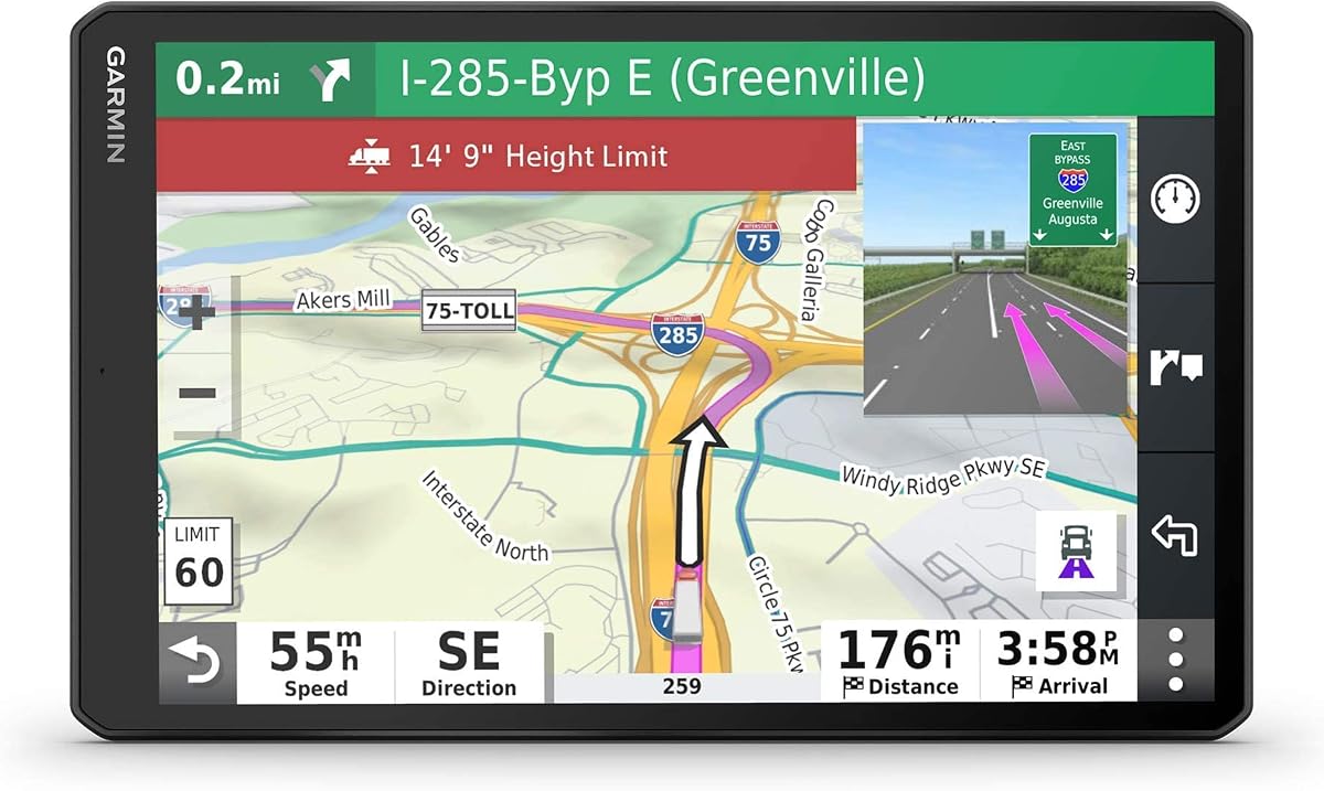 Garmin dēzl OTR1000, navegador GPS para camiones de 10 pulgadas, pantalla táctil fácil de leer, rutas personalizadas para camiones y guía de carga a muelle (renovado)
