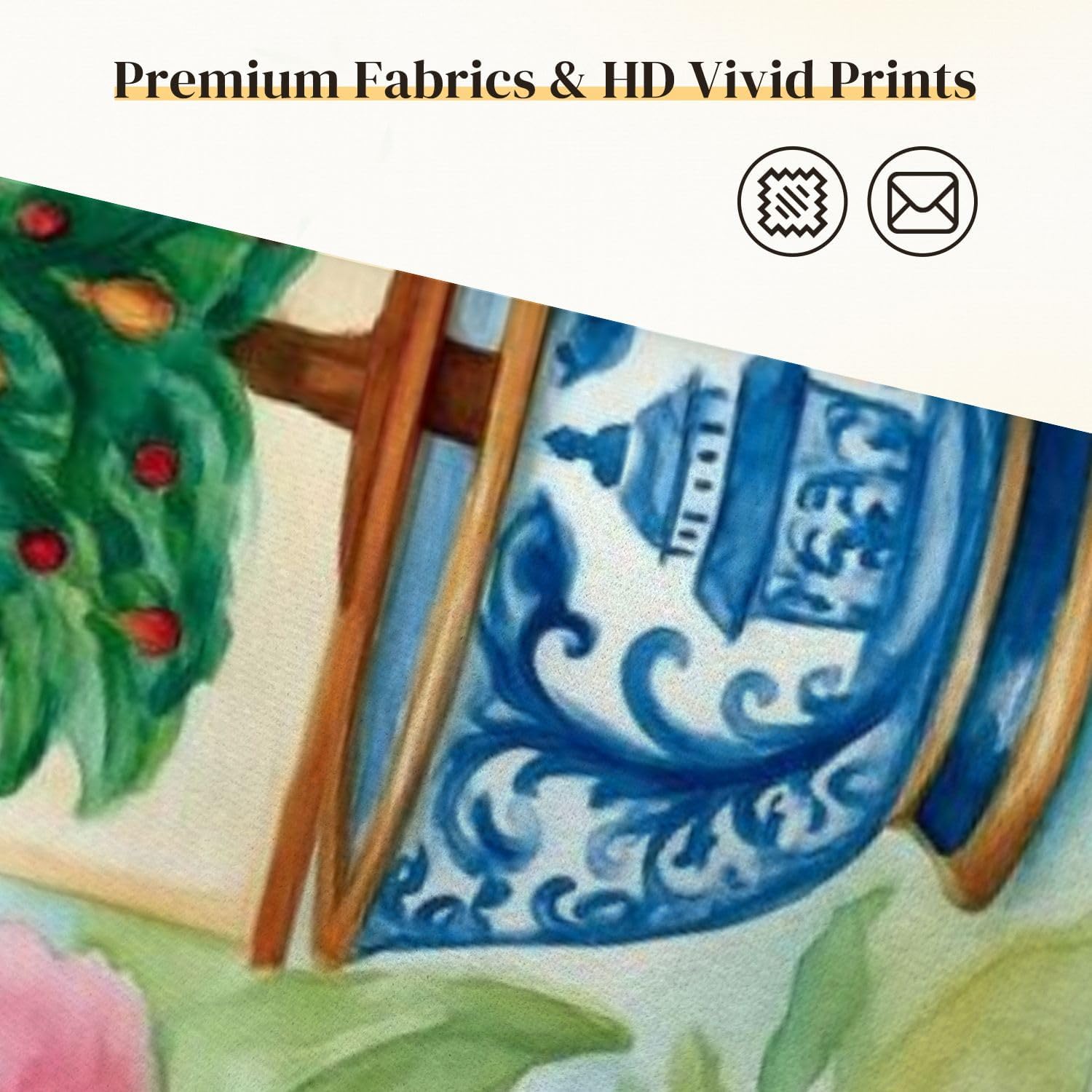 Mahjong Mat for Table Christmas Tree Blue Decorative Pot Pink Flowers Watercolor 31.5" x 31.5" Non-Slip Noise-Reducing Game Mat Premium Mahjong Accessories for Poker Dominoes Board Games