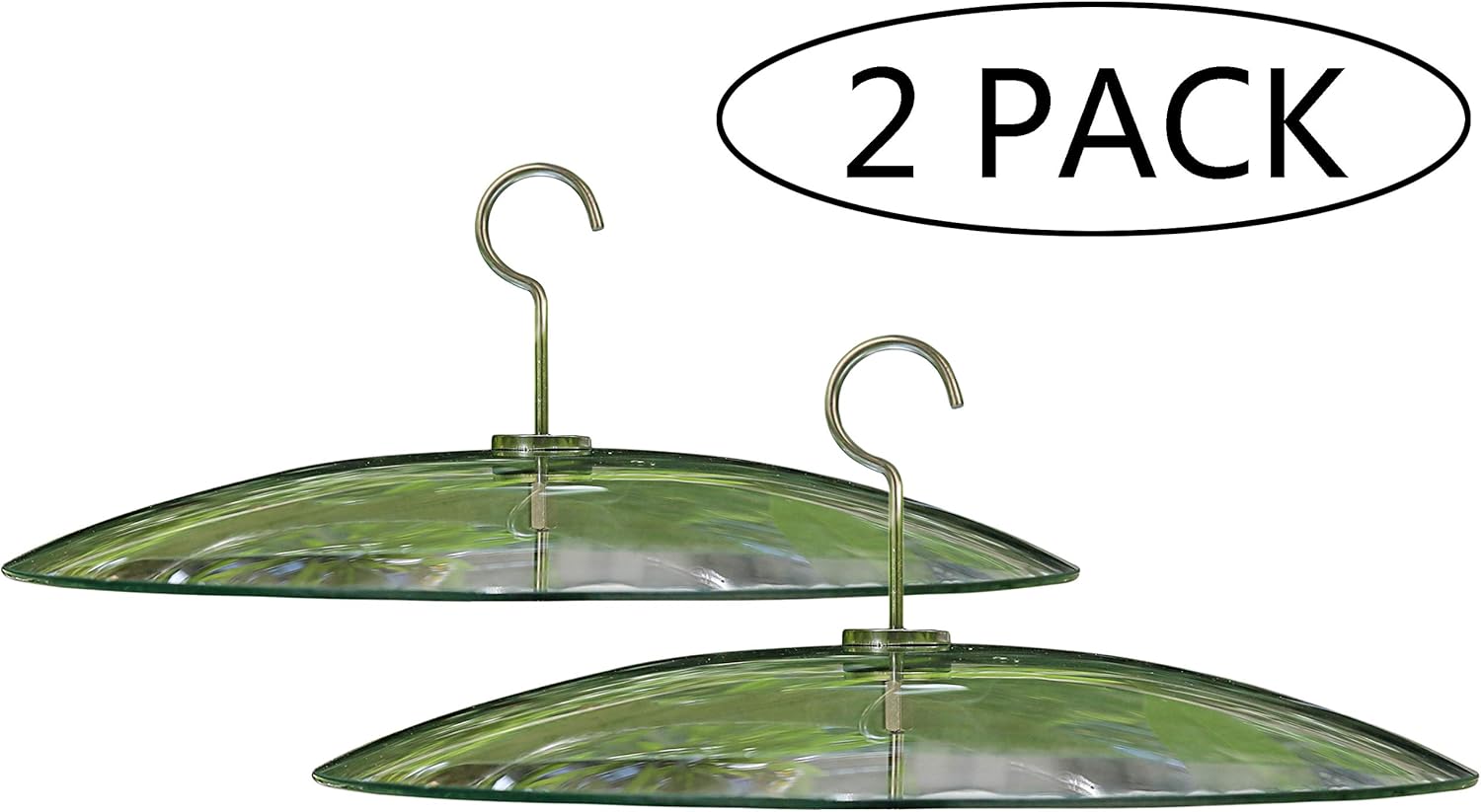 2 Pack 13 1/2 Inch Clear Glass Squirrel Baffle Weather Guard for Shepherd Hook or Bird Feeding Station Pole or Hanging Bird Feeders