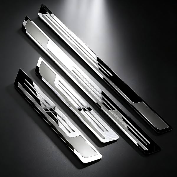 4 piezas protector de umbral de puerta para Kia Sonet 2020-2026 | Acero inoxidable resistente que protege contra rayones, rasguños y desgaste, y agrega un elegante toque metálico a los umbrales
