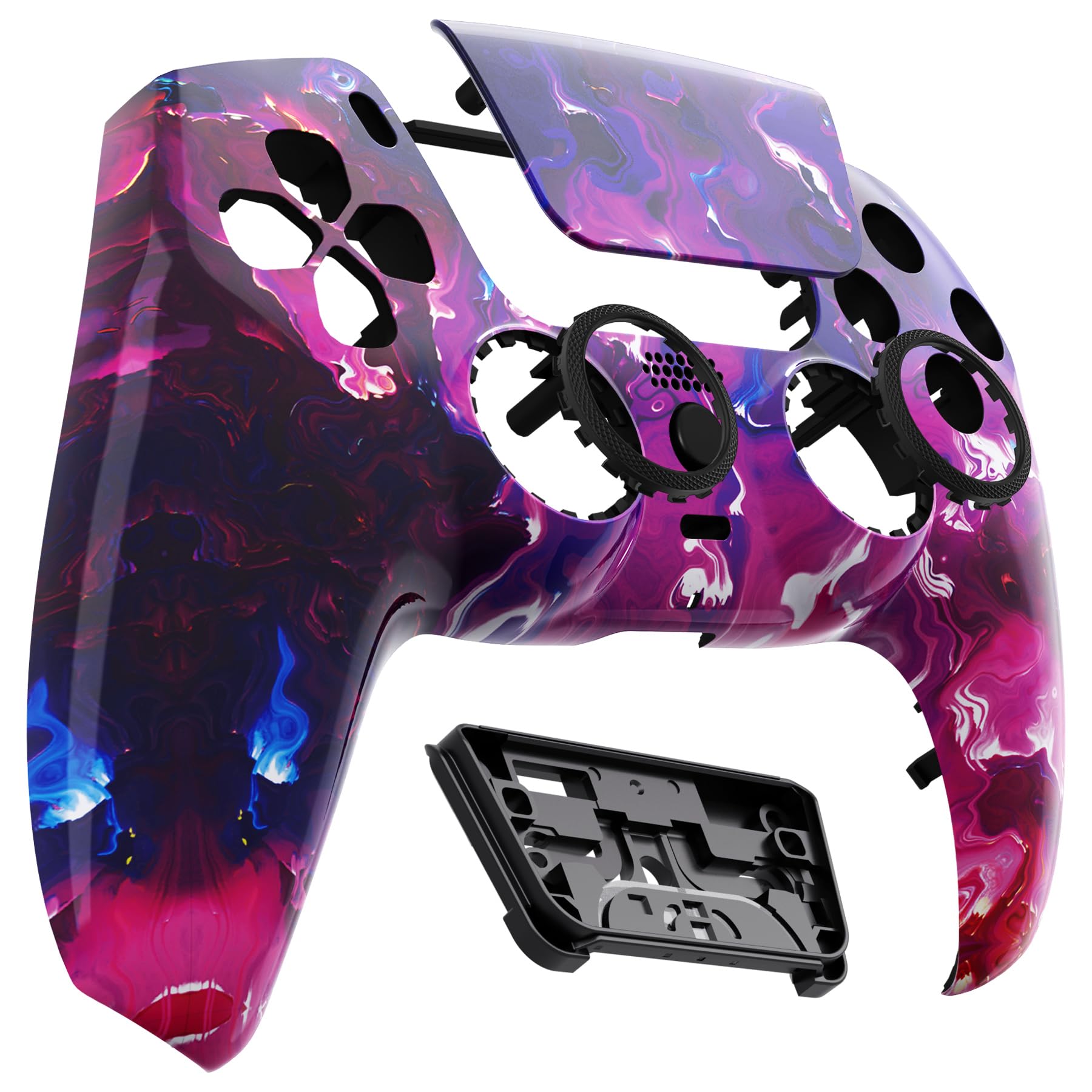eXtremeRate Luna Cover Ricambio per ps5 Controller,Custodia Copertura Frontale Scocca Shell Ridisegnato&Touchpad&Anelli Compatibile con ps5 Joystick BDM 010/020/030/040/050-Lava Surreale