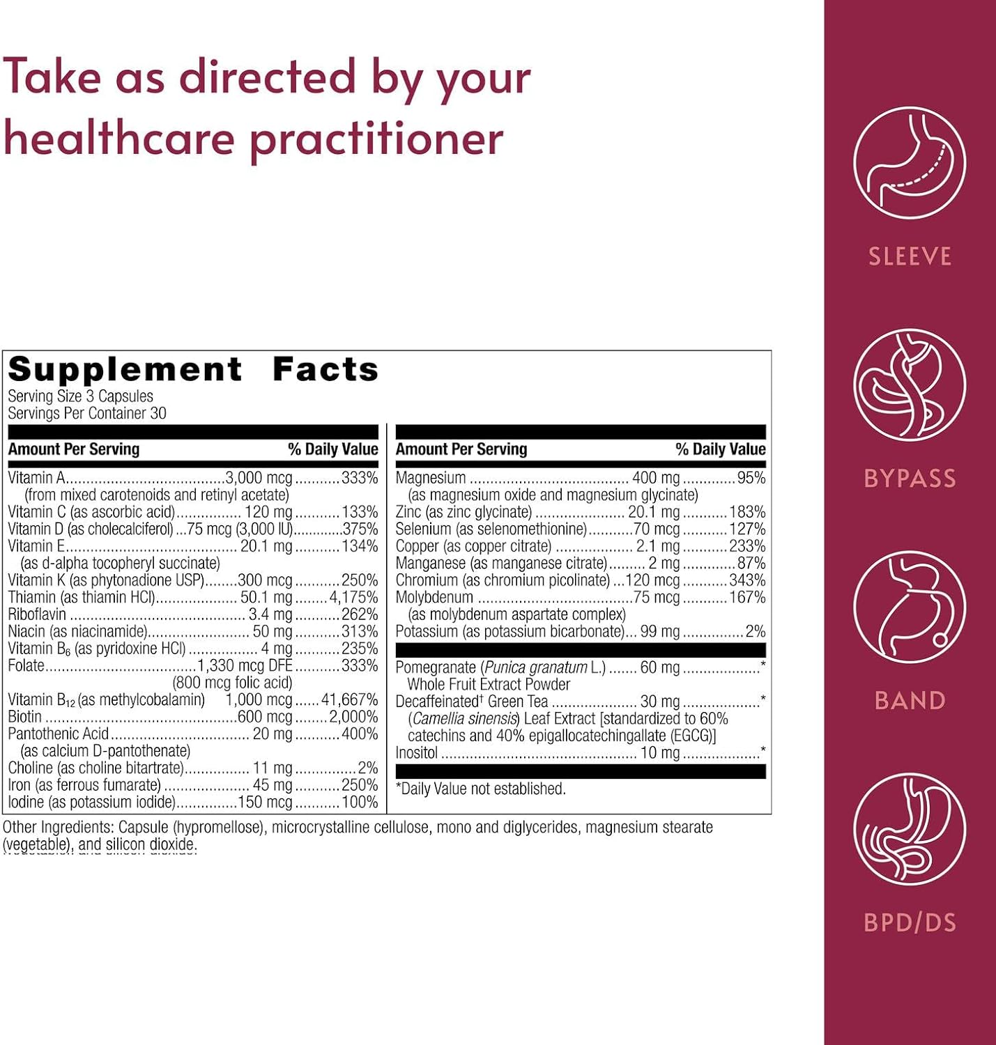 Bariatric Advantage Ultra Multivitamin with Iron - Ultra Multi with Iron - Capsule Format Multivitamin - Provides Full Complex of B Vitamins - with Vitamin C, Chromium & More - 90 Capsules - Image 4