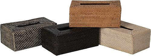 Miniatura 7 de KOUBOO Loma - Funda rectangular de ratán para caja de pañuelos, caja de pañuelos, caja decorativa, cocina, dormitorio, oficina (negro lavado)