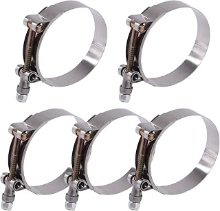 Glarks 5Pcs 70-80mm Stainless Steel T-Bolt Hose Clamps Turbo Intake Soft Hose Intercooler Clamps