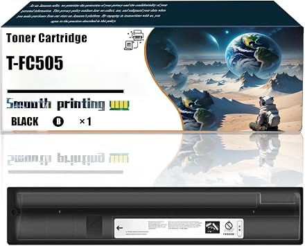 قطع غيار خرطوشة الحبر T-FC505 متوافقة مع طابعات Toshiba E Studio 2505AC 3005AC 3505AC 4505AC 5005AC، تحتوي على شريحة وطباعة شفافة باللون الأسود