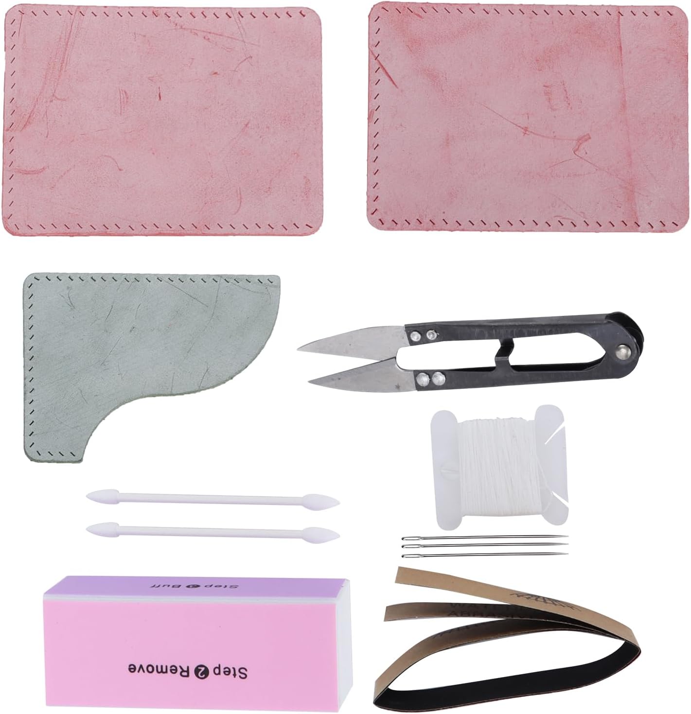 DIY Leather Suit, Semifinished Material Bag Set with Tools, 1 Box - Easy Handcraft Kit, Vegetable Tanned Leather, Ideal for Beginners and Card Holders (Matt Wax red + Fog Wax Green)