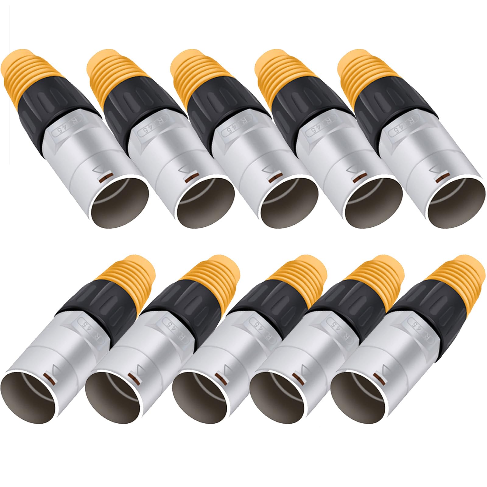 PENGLIN 10PCS RJ45 Waterproof Panel Connector,Cat5e Ethernet Feed-Through Female Socket,Waterproof Metal Ethernet Cable Connector for Industrial Home