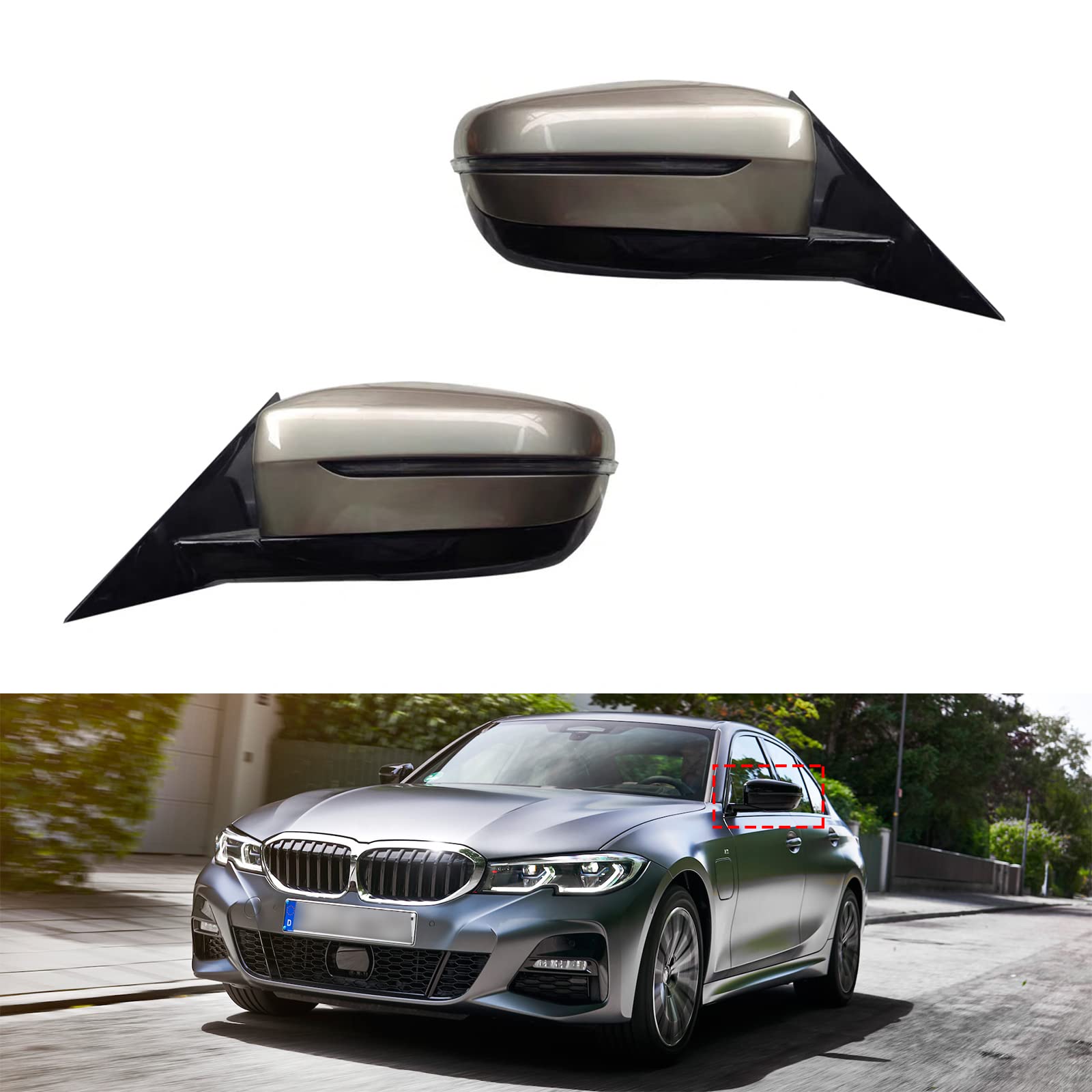 Retrovisor Gran Angular Espejo Retrovisor Izquierdo De ángulo Ampliado Con Cristal Térmico Para BMW Serie 3 (2008-2012) - Montaje Con Clip Retrovisor Gran Angular Bmw