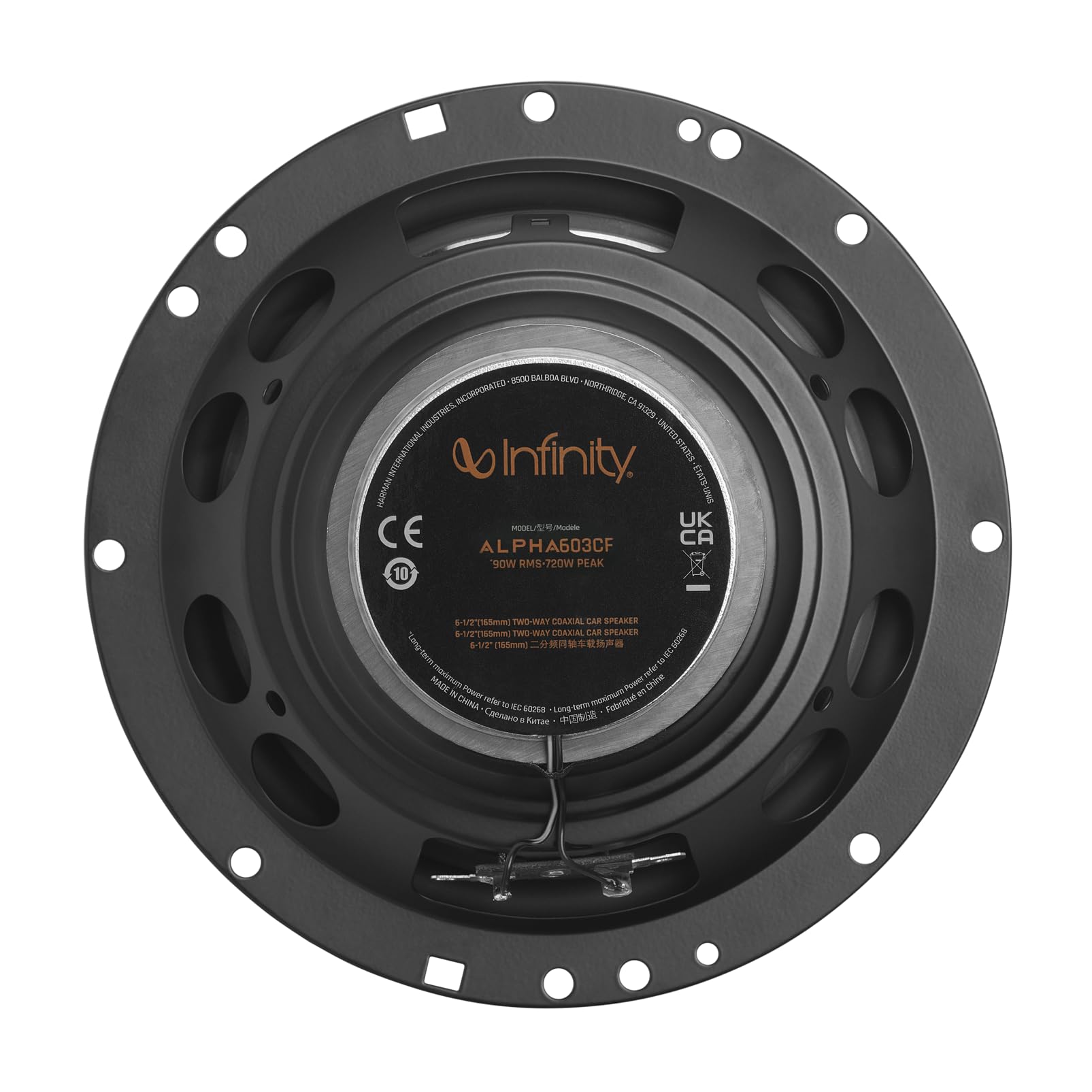 Infinity Alpha 603CF 6.5 in / 16.5 cm Haut-Parleur Composant Voiture | 90 W RMS / 720 W max, 90 dB, 4 Ohm, 60 Hz-20 kHz - tweeter PEI edge-driven - woofer Plus One polypropylène - kit composant