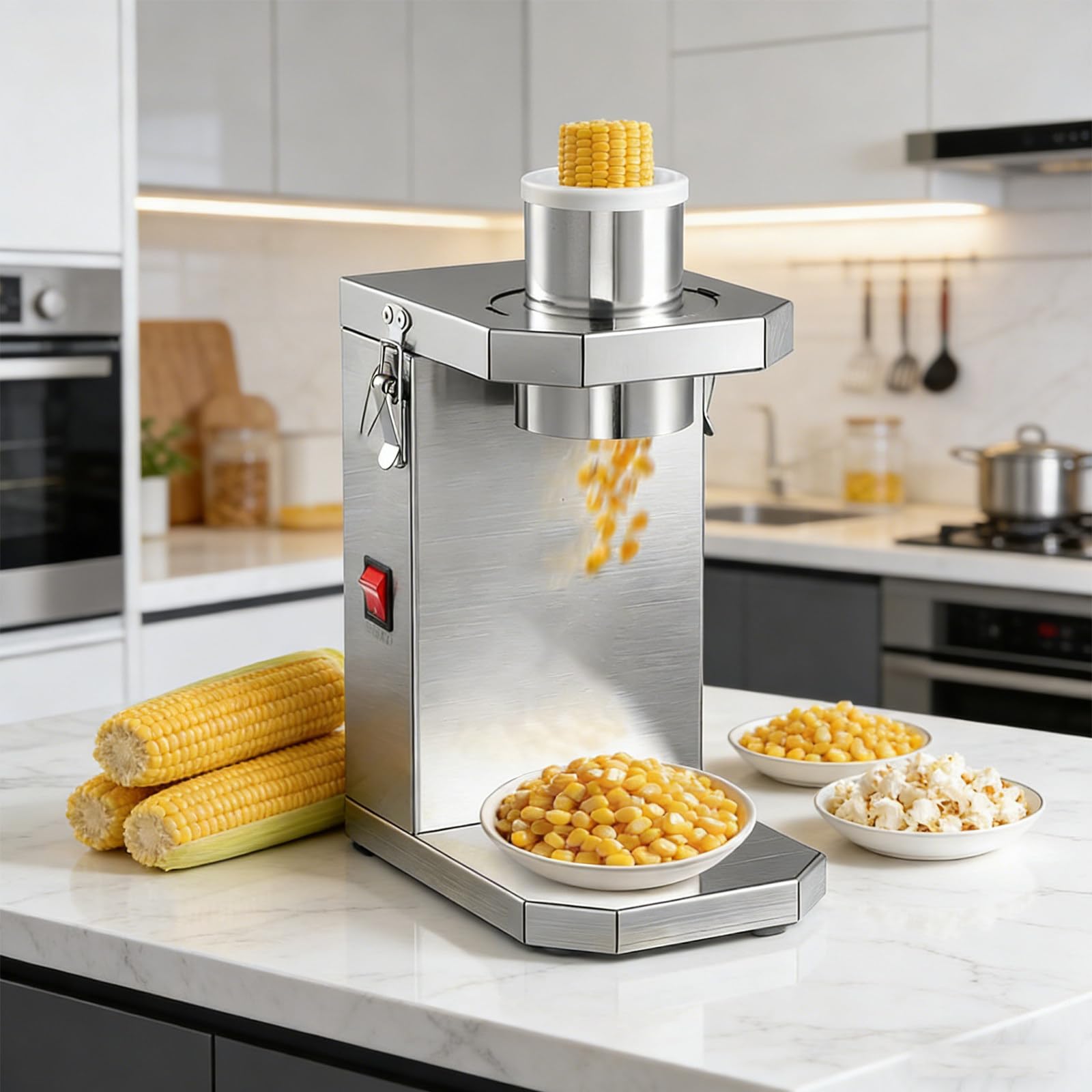Spelafili automatico per mais, elettrico, in acciaio inox, per uso domestico e agricolo