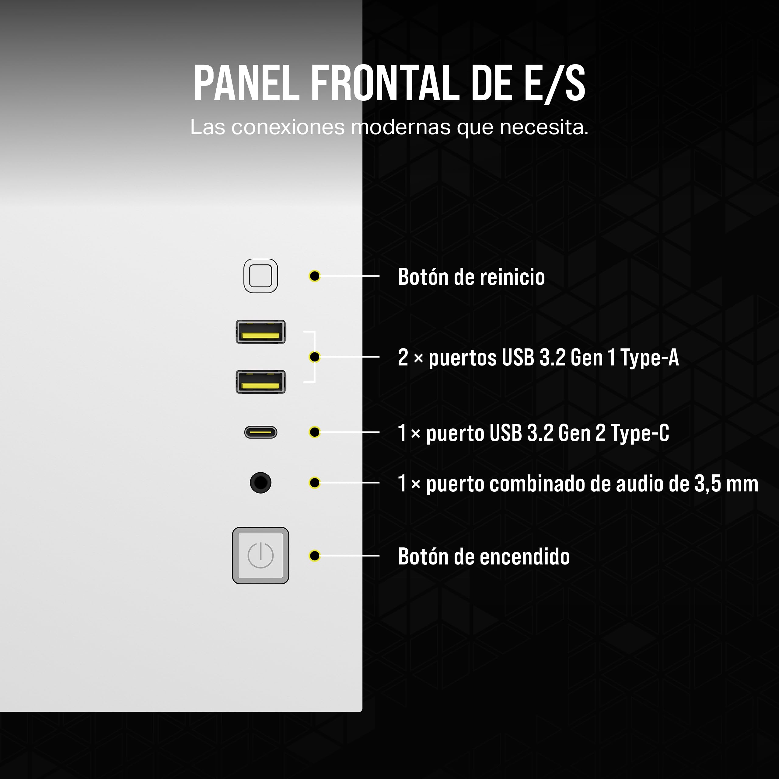 CORSAIR iCUE LINK 2500X RGB Pequeña-Torre mATX Caja de PC de Doble Cámara - Cristal Templado Panorámico - Compatible Placa Base Conexión Inversa - 2x Ventiladores CORSAIR RX120 RGB Incluidos - Blanco