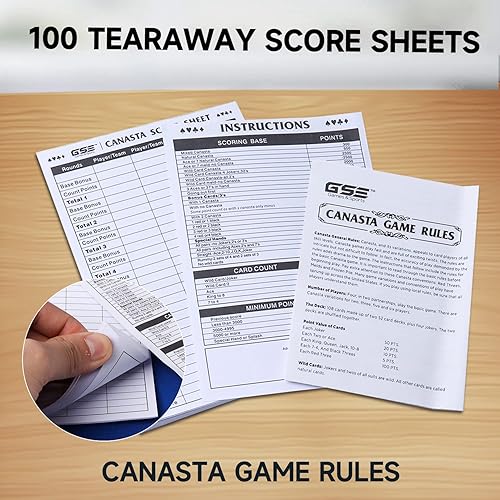 Miniatura 4 de GSE - Paquete de 100 blocs de puntuación de Canasta de 7 x 5 pulgadas, hoja de puntuación de Canasta con instrucciones de juego y valores de trucos