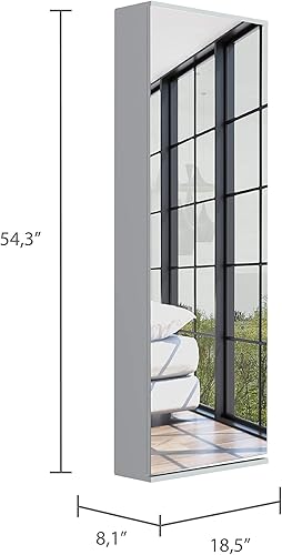 Miniatura 2 de Connecticut - Zapatero montado en la pared con espejo y cinco estantes para diez pares de zapatos, color blanco. para dormitorio Blanco,Wengue