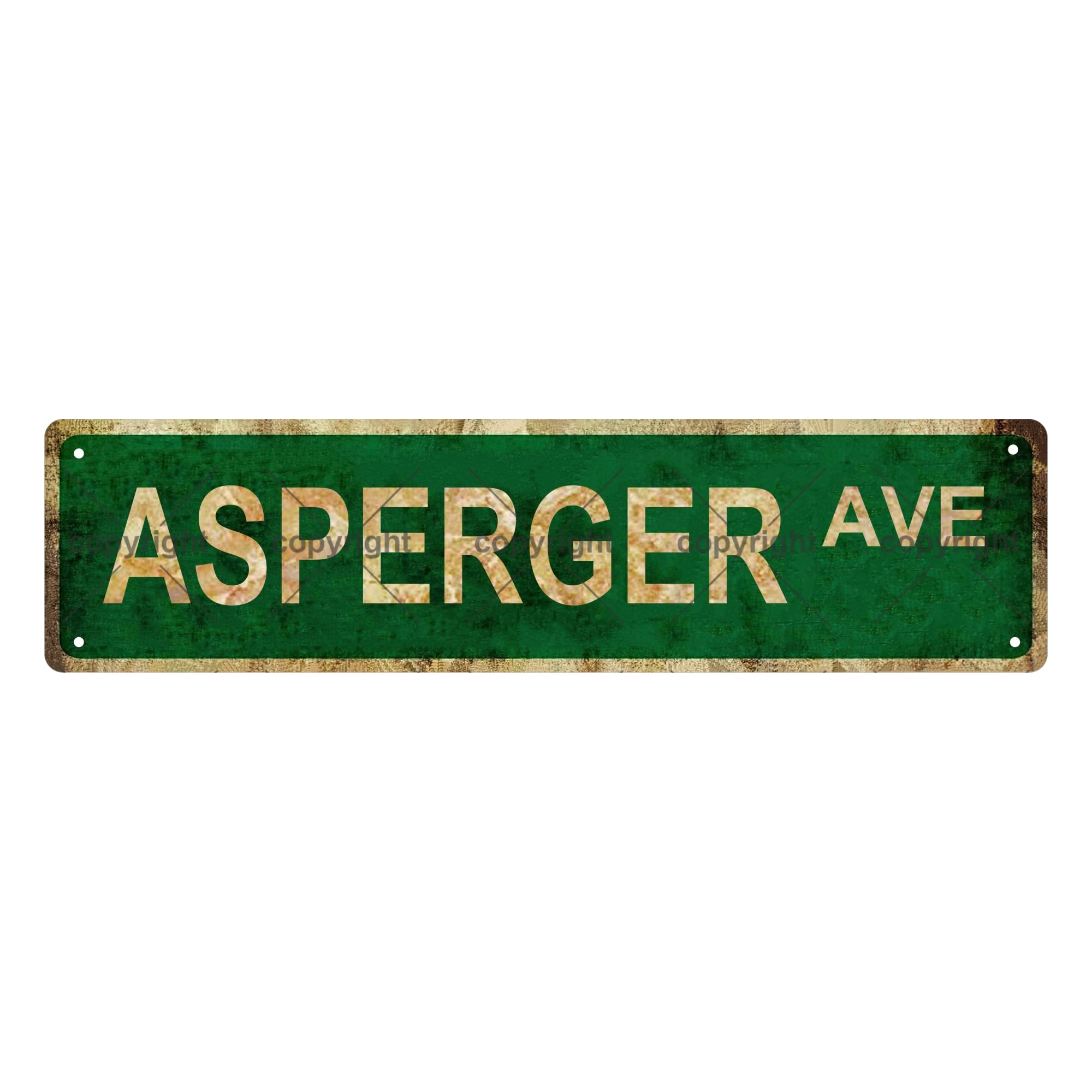 Asperger Ave Illness Vintage Aluminum Sign Street Sign Bar Cafe Garage Cave Home Room Wall Bathroom Farmhouse Garden Porch Patio Decor, 4X16 Inch
