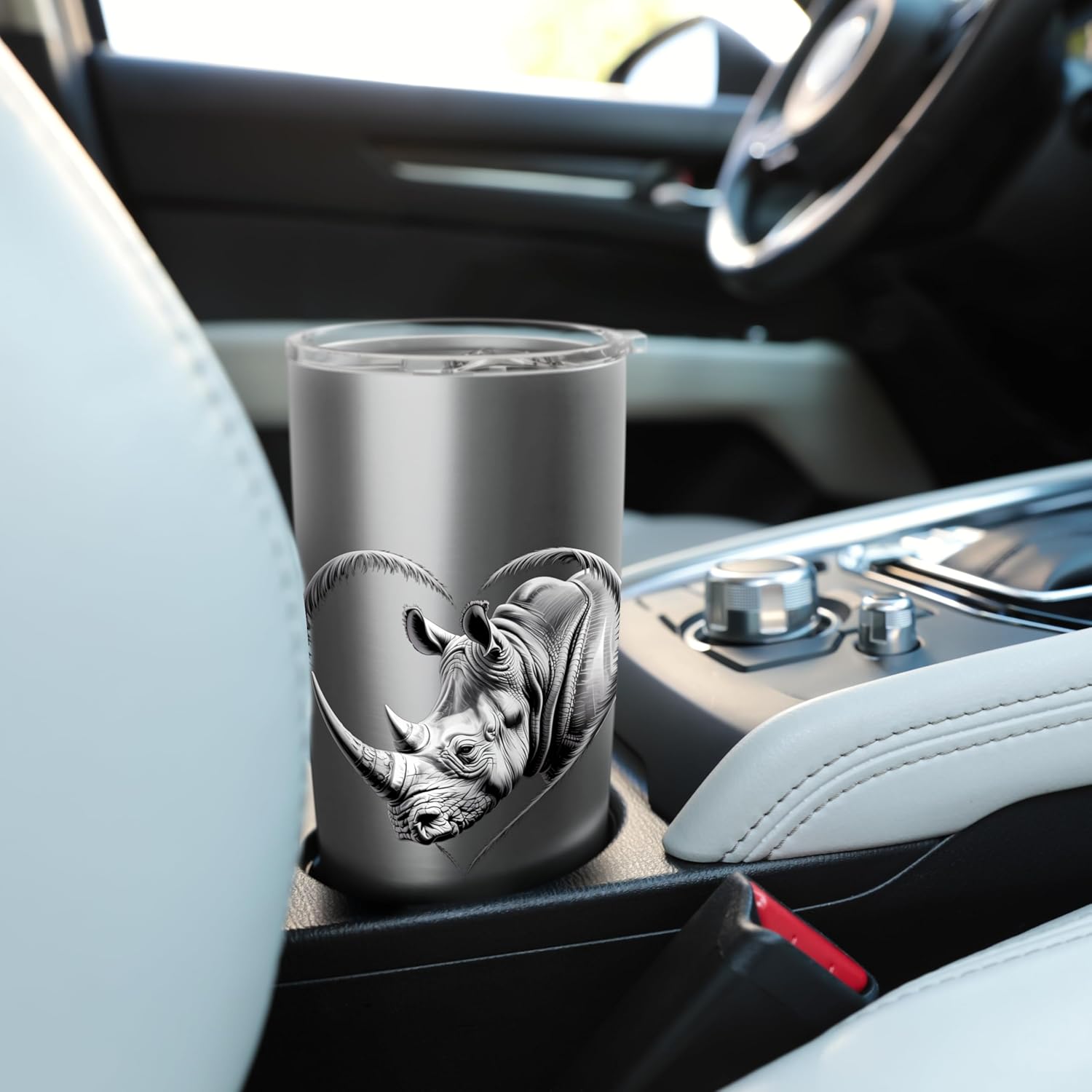 Rhinoceros Wearing Sunglasses Graphic Animal Art Rhino Stainless Steel Insulated Tumbler - Image 6