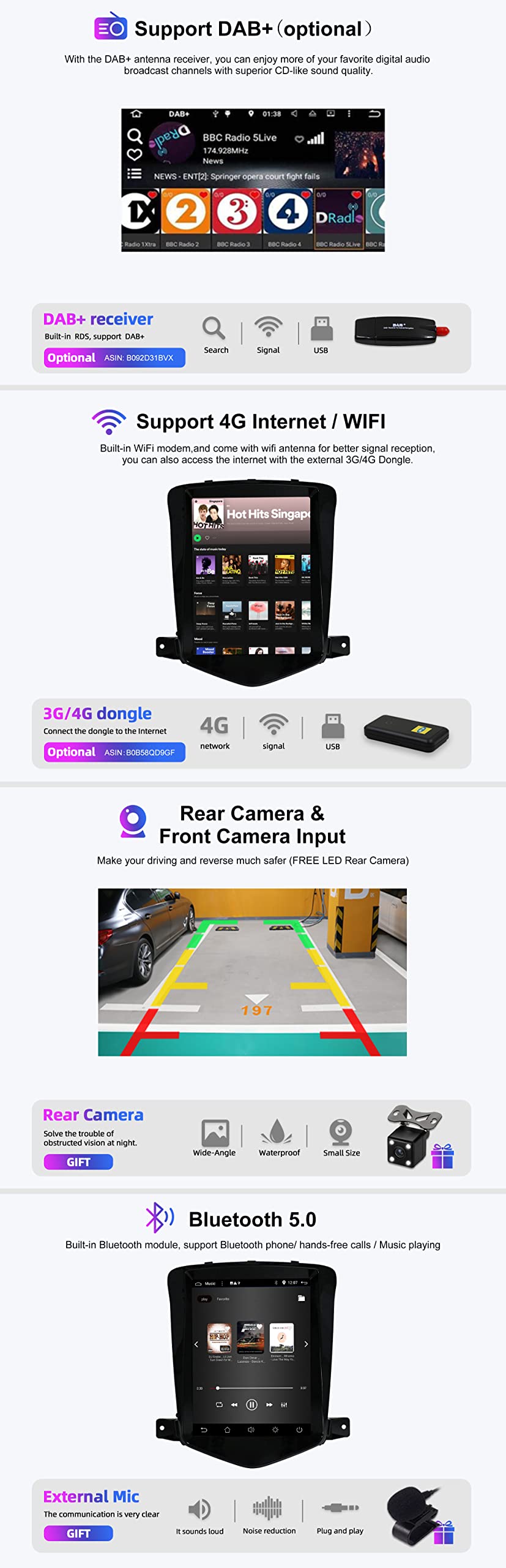 radio samochodowe z systemem Android 12 pasuje do Chevrolet Cruze (2006-2015) - wbudowany Carplay/Android Auto/DSP - aparat gratis - 4G + 64G - 9,7 cala 2 DIN - obsługuje DAB SWC 4G WiFi BT