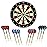 LinkVisions Sisal/Bristle Dartboard with Staple-Free Bullseye 17.8 x1.5 and 12 Steel Tip Darts 18g, Dartboard Mounting Kits Included