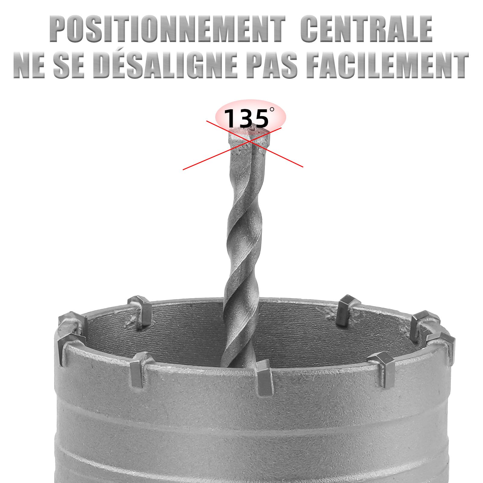 ZKH Sega a Tazza Carotatrice a Tazza Per Muro 9 Pezzi, Ø30, Ø40, Ø65, Ø80, Ø100 Mm, Con Albero SDS Plus Da 300 Mm E SDS-Max Da 300 Mm,fresa a Tazza Per Calcestruzzo, Mattoni, Pietra, Pareti E Cemento