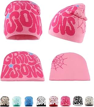 ooibnn Y2k Beanie Monogrammed Graphic Winter Autumn Spring Cute