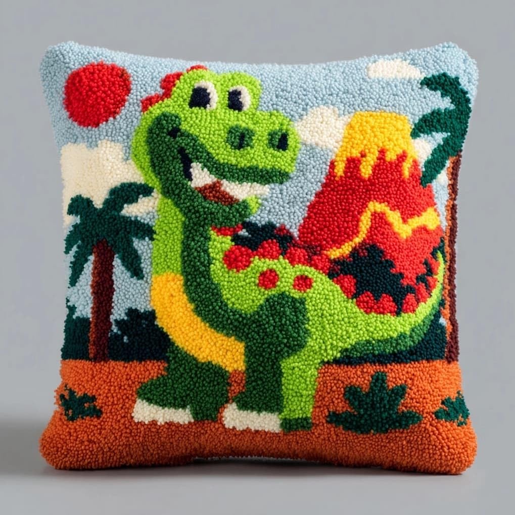 AxiangziK Latch Hook Cushion Kits,Cartoon Dinosaur
